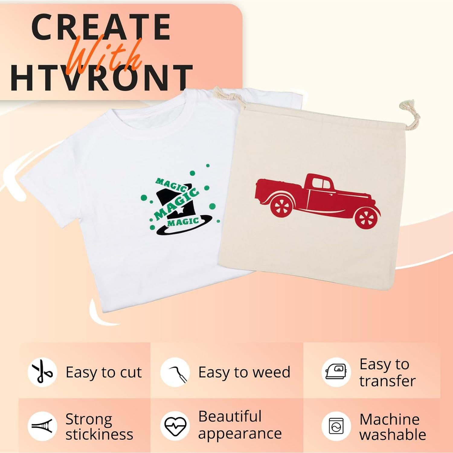 Vinilo de Transferencia de Calor HTVRONT Negro 30.48x182.88 cm