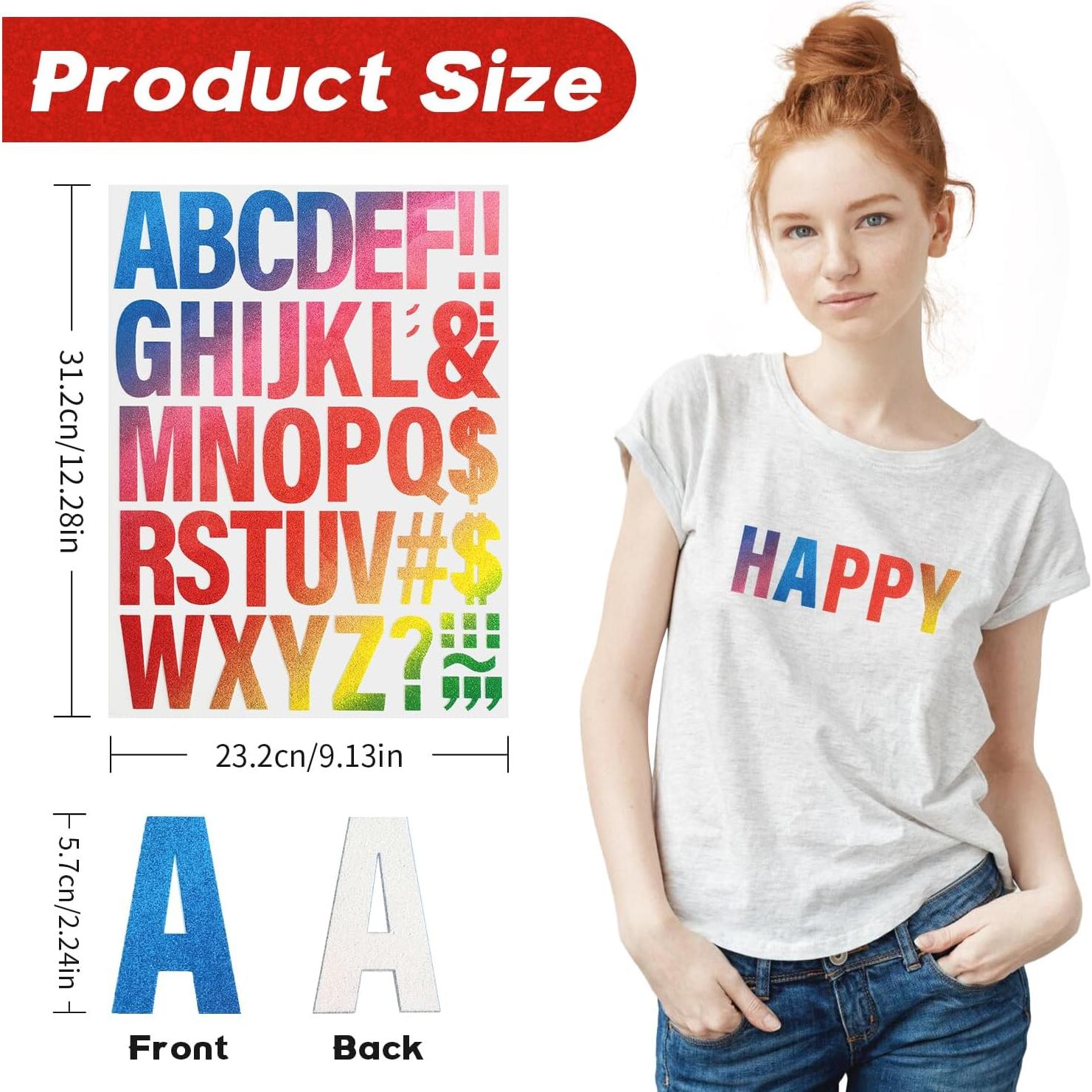 Letras de Transferencia de Hierro FR A-Z 10 Pcs Coloreadas 22.86x30.48 cm
