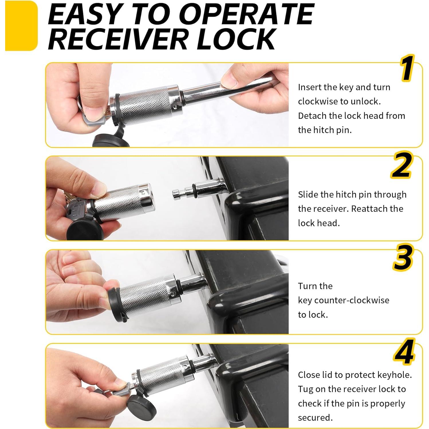 Cerradura de Receptor de Enganche MAXXHAUL 50058 Acero Cromado