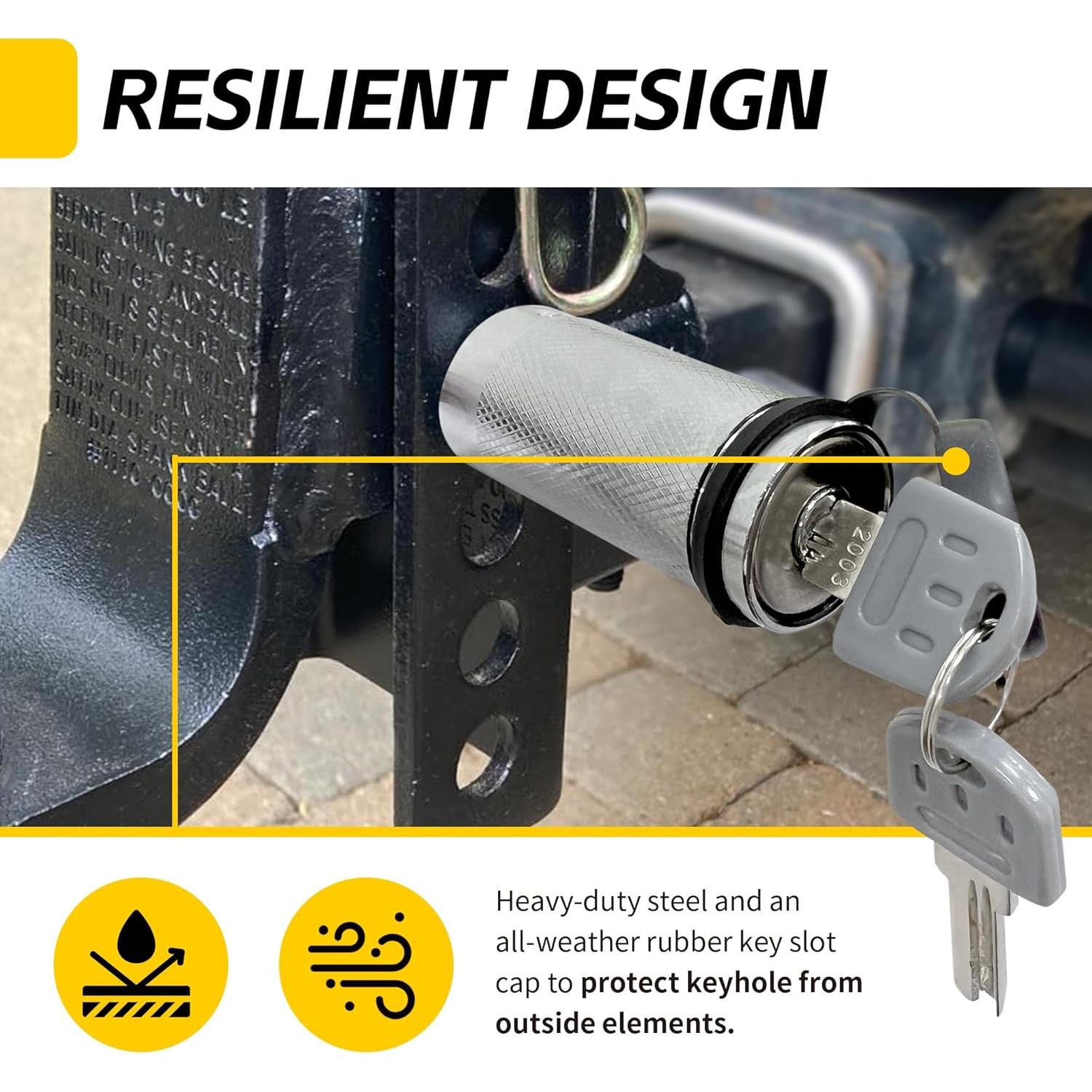 Cerradura de Receptor de Enganche MAXXHAUL 50058 Acero Cromado