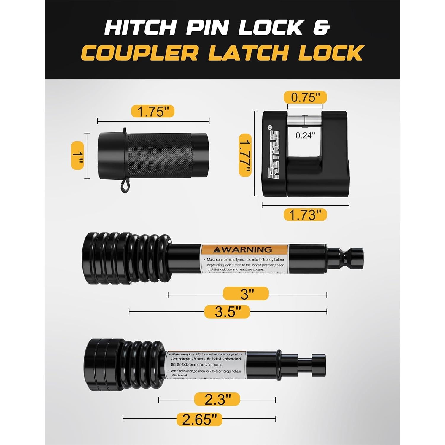 Juego de Cerraduras para Remolque RETRUE - Kit Universal Negro