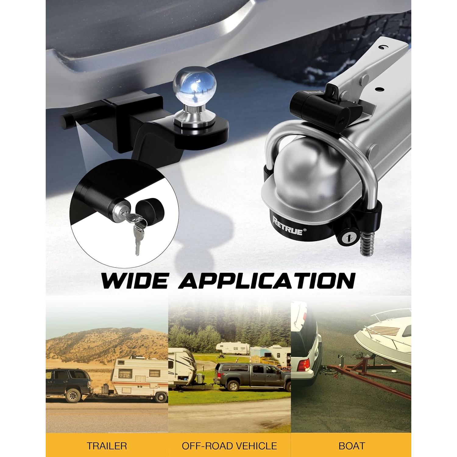 Juego de Cerraduras para Remolque RETRUE - Kit Universal Negro