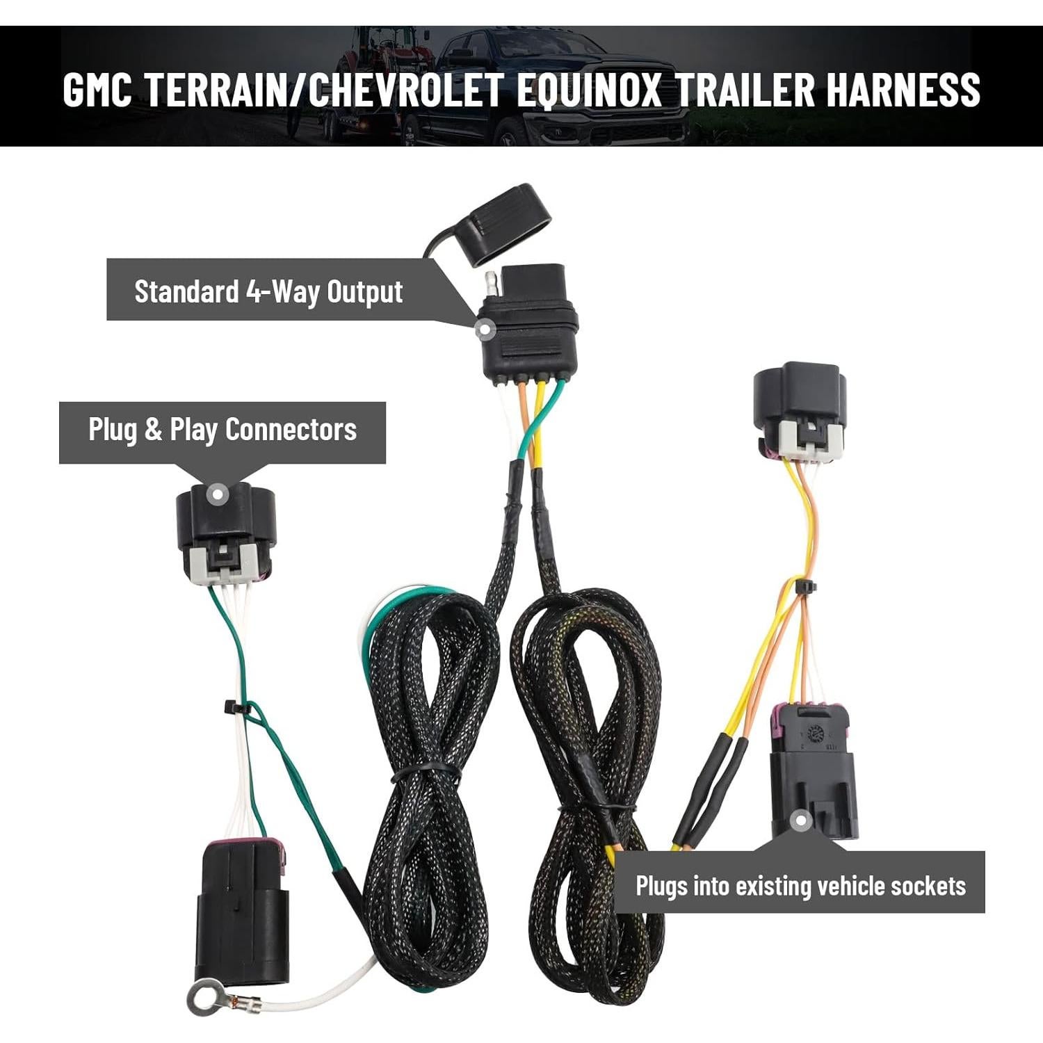 Arnés de Cableado de Remolque MECMO 4 Pines para Chevrolet Equinox/GMC Terrain 2010-2017