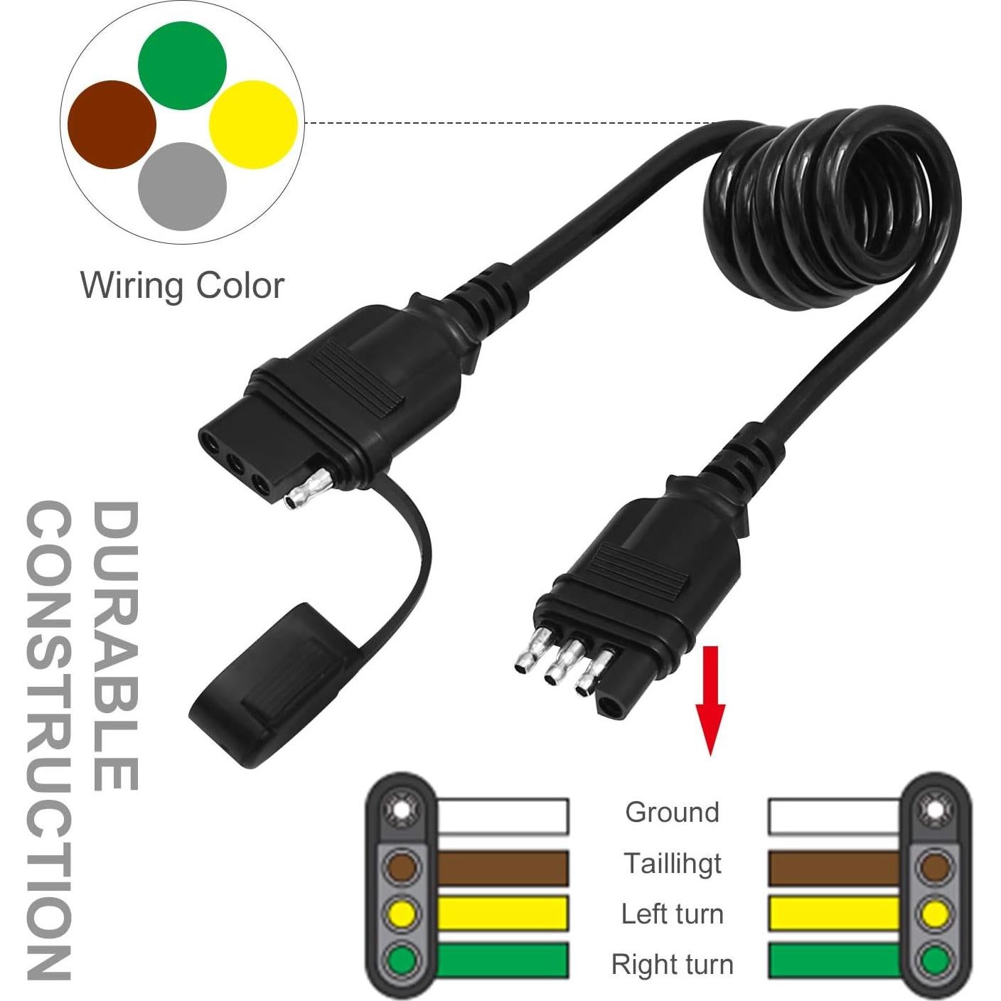 Extensor de Enchufe de Remolque Saihisday 4 Pines 71 cm