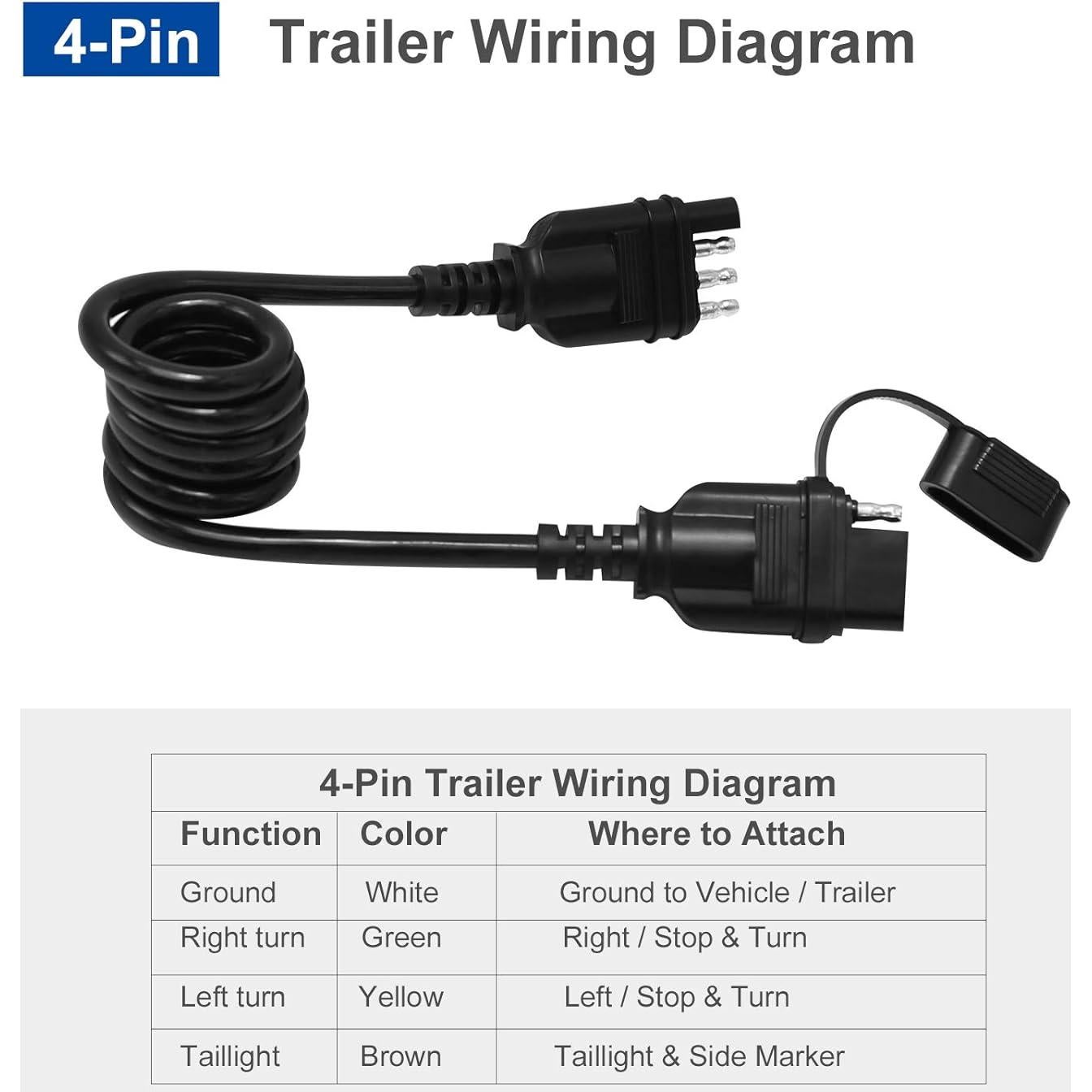 Extensor de Enchufe de Remolque Saihisday 4 Pines 71 cm