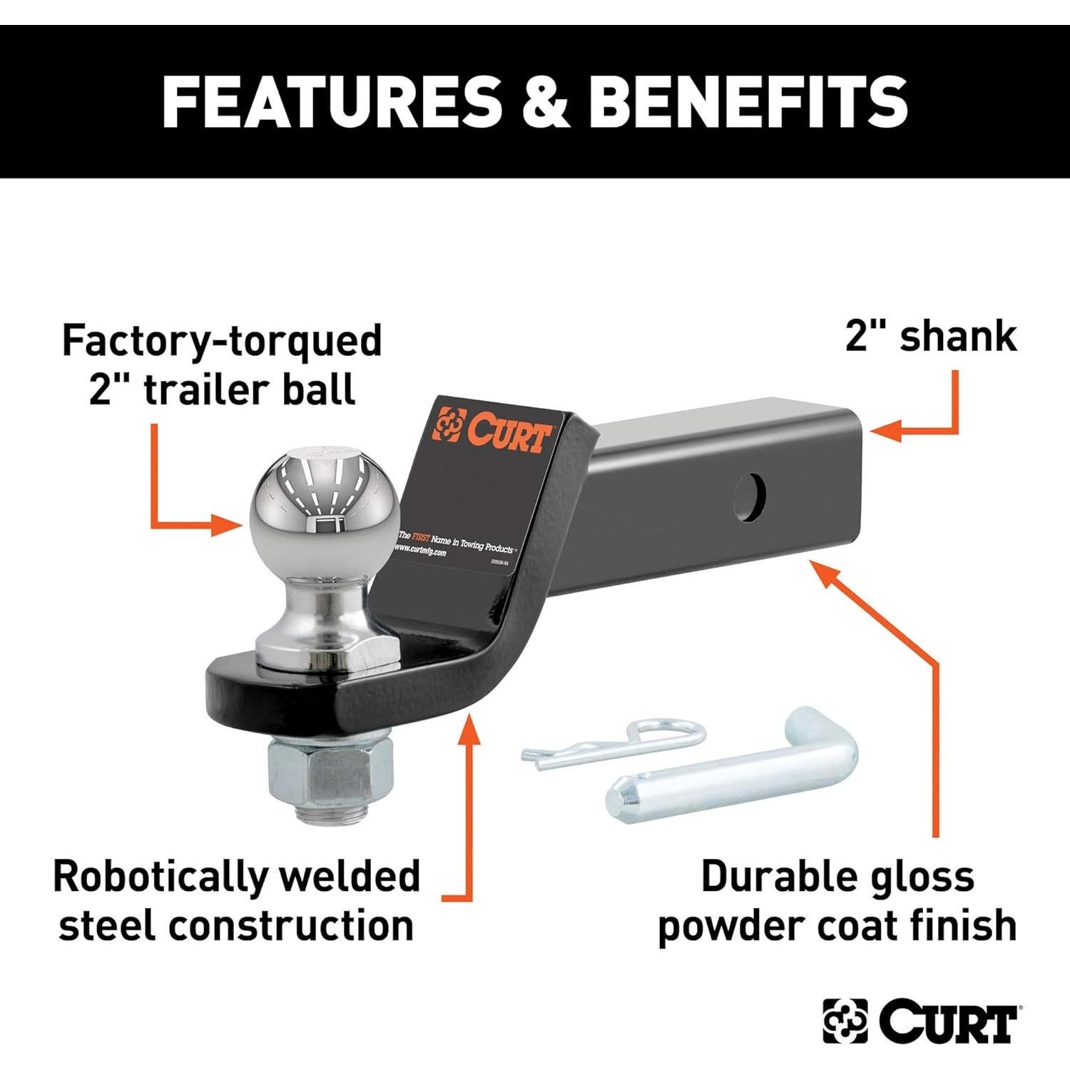 Soporte de Remolque CURT 45036 con Bola de 5 cm y Pasador