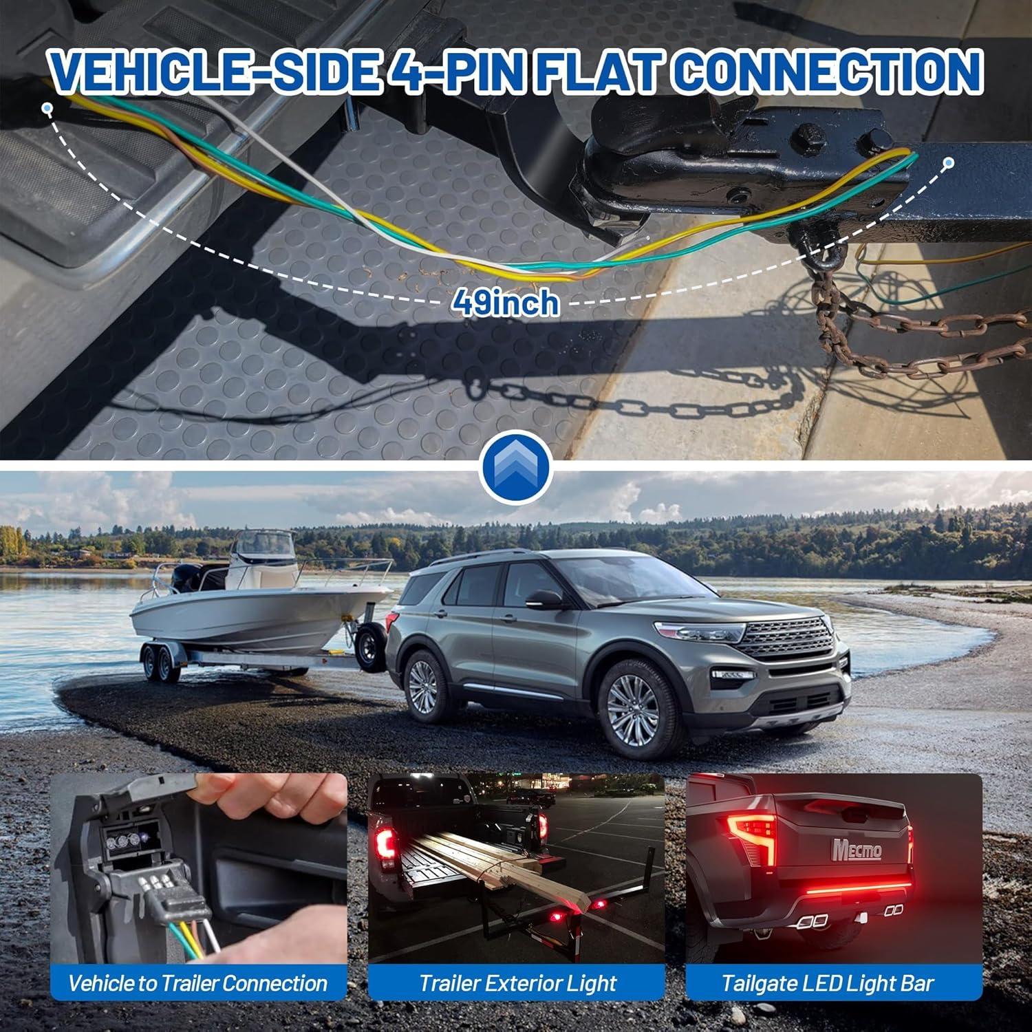 Conector de Remolque MECMO 4 Pines 1.22 m con Tapa de Polvo