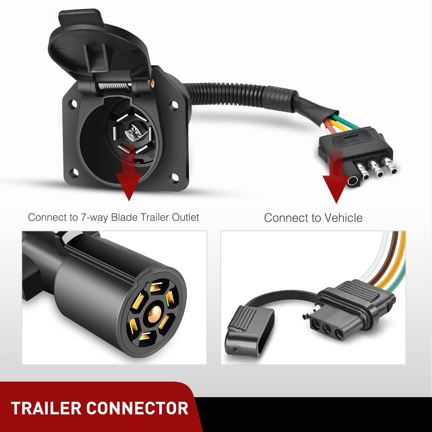 Adaptador de Remolque Nilight 4 Vías Planas a 7 Vías Redondas