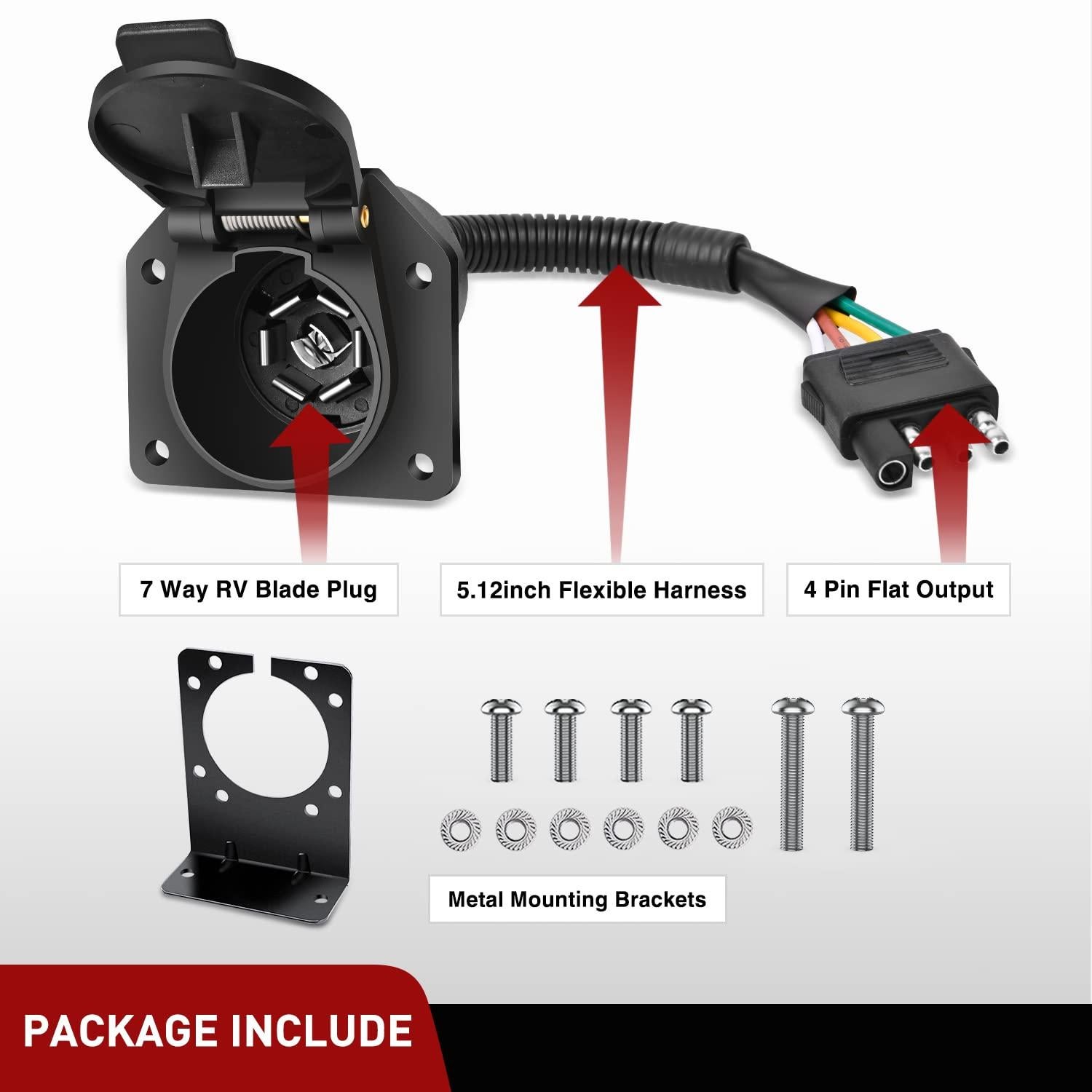 Adaptador de Remolque Nilight 4 Vías Planas a 7 Vías Redondas