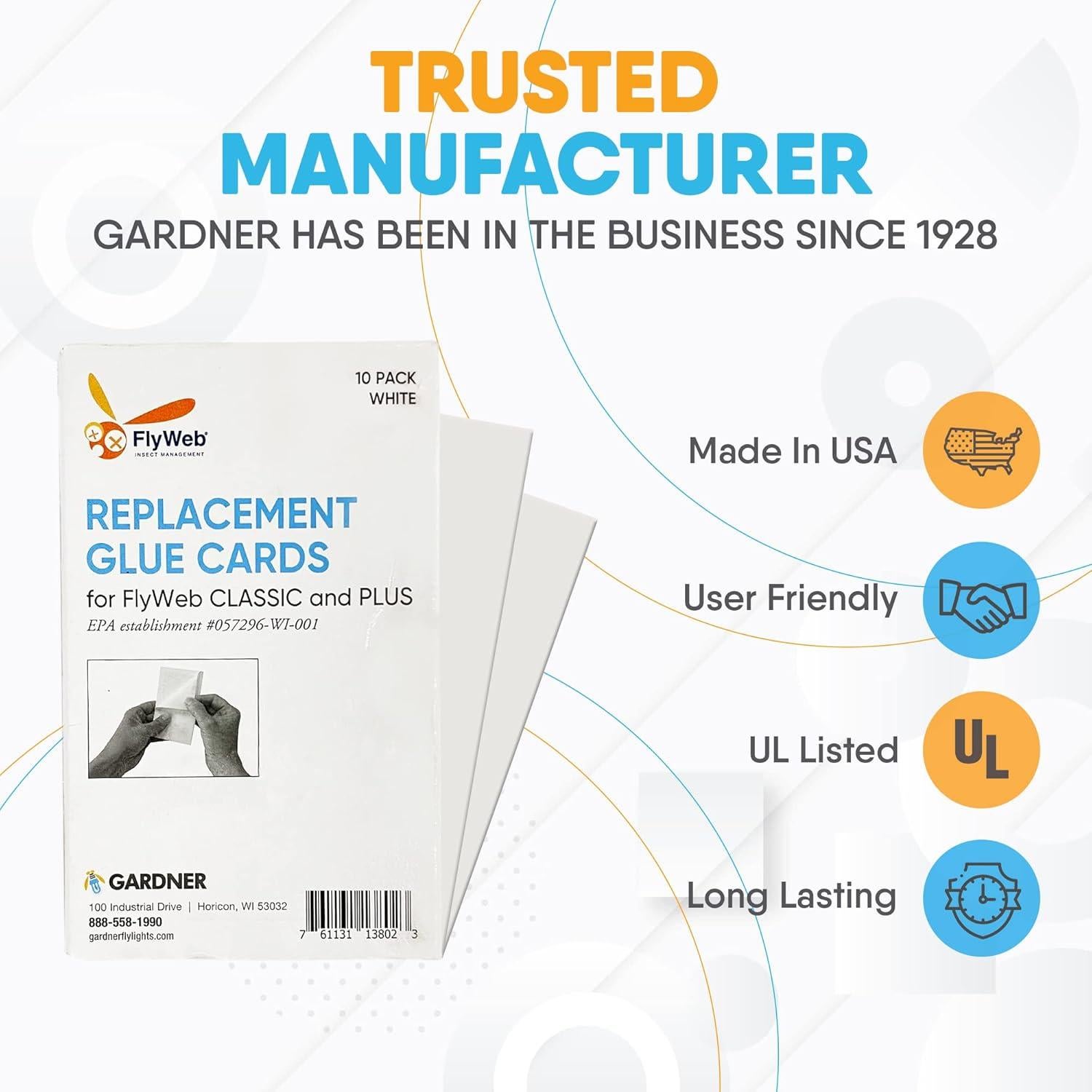 Tableros de Pegamento Flyweb Gardner - 10 Unidades 7.6x12.7 cm