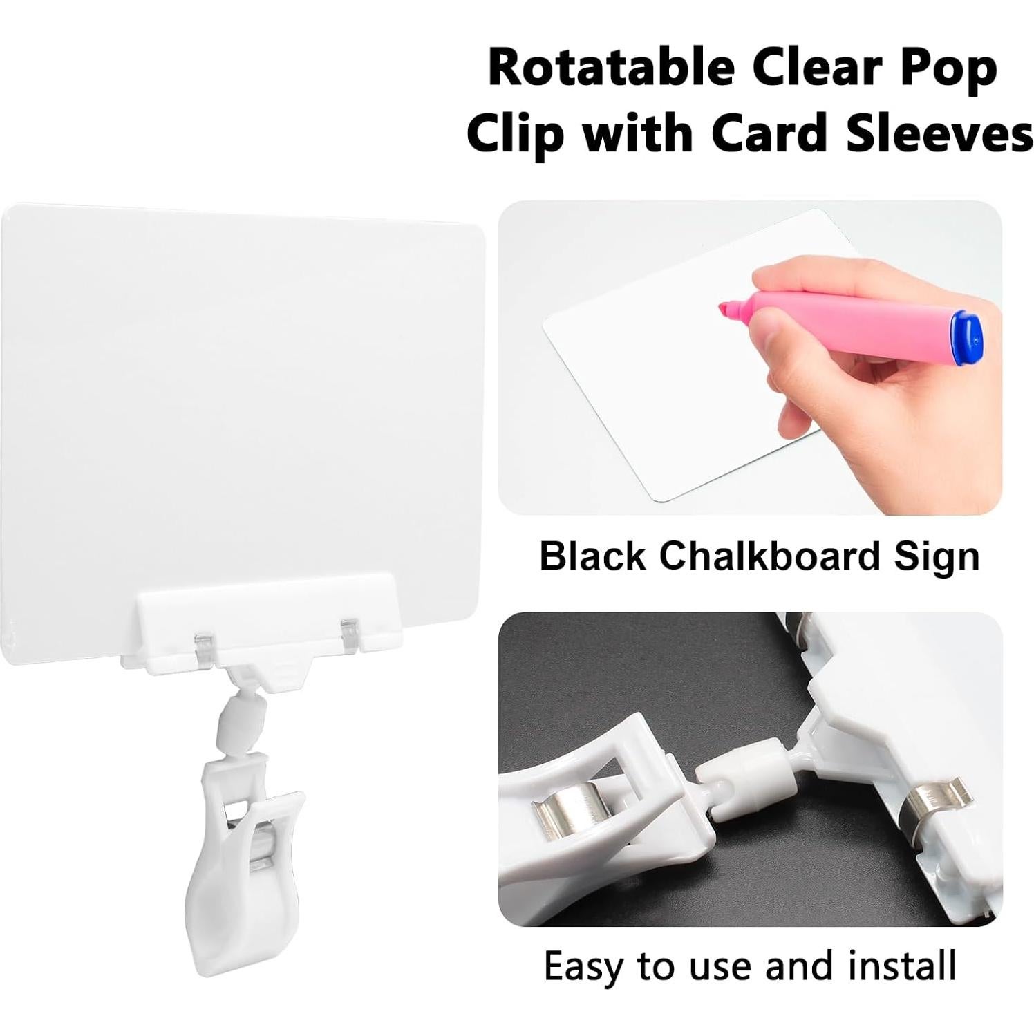 Carteles de Pizarra Biaungdo 12 Pcs con Clips Giratorios Blancos