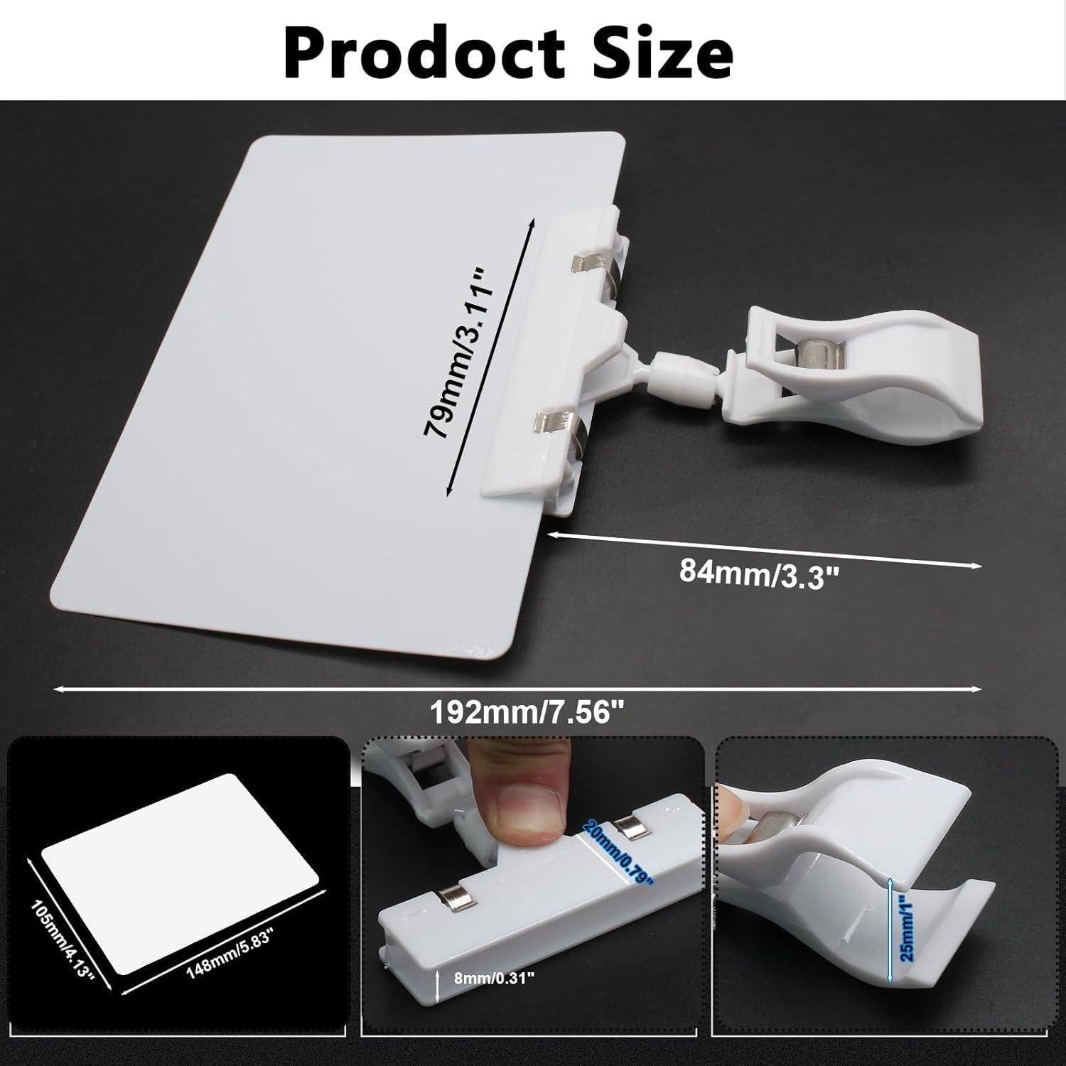 Carteles de Pizarra Biaungdo 12 Pcs con Clips Giratorios Blancos