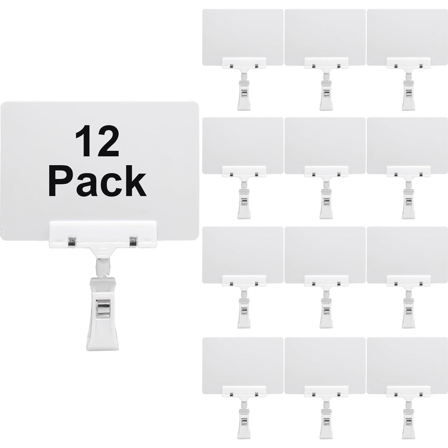 Carteles de Pizarra Biaungdo 12 Pcs con Clips Giratorios Blancos