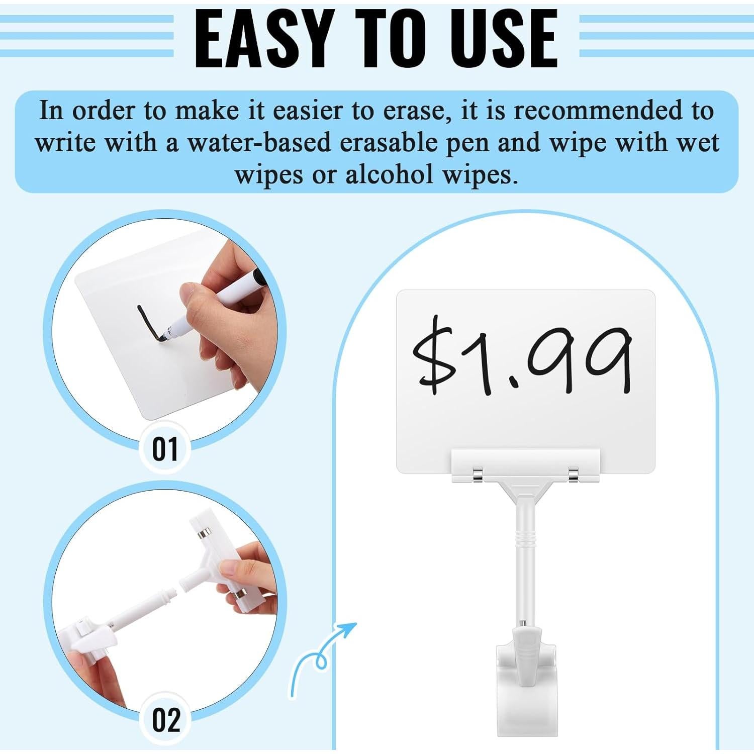 Soporte de Clip para Carteles de Pizarra DoubleFill - 30 Unidades