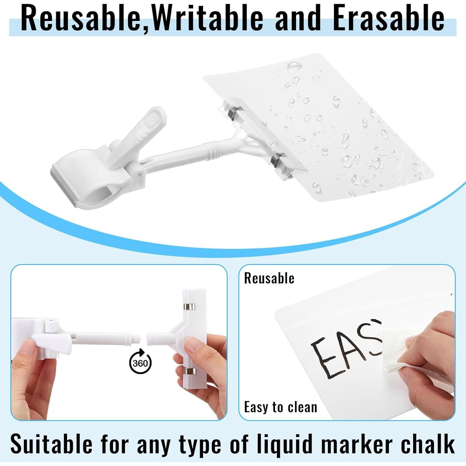 Soporte de Clip para Carteles de Pizarra DoubleFill - 30 Unidades