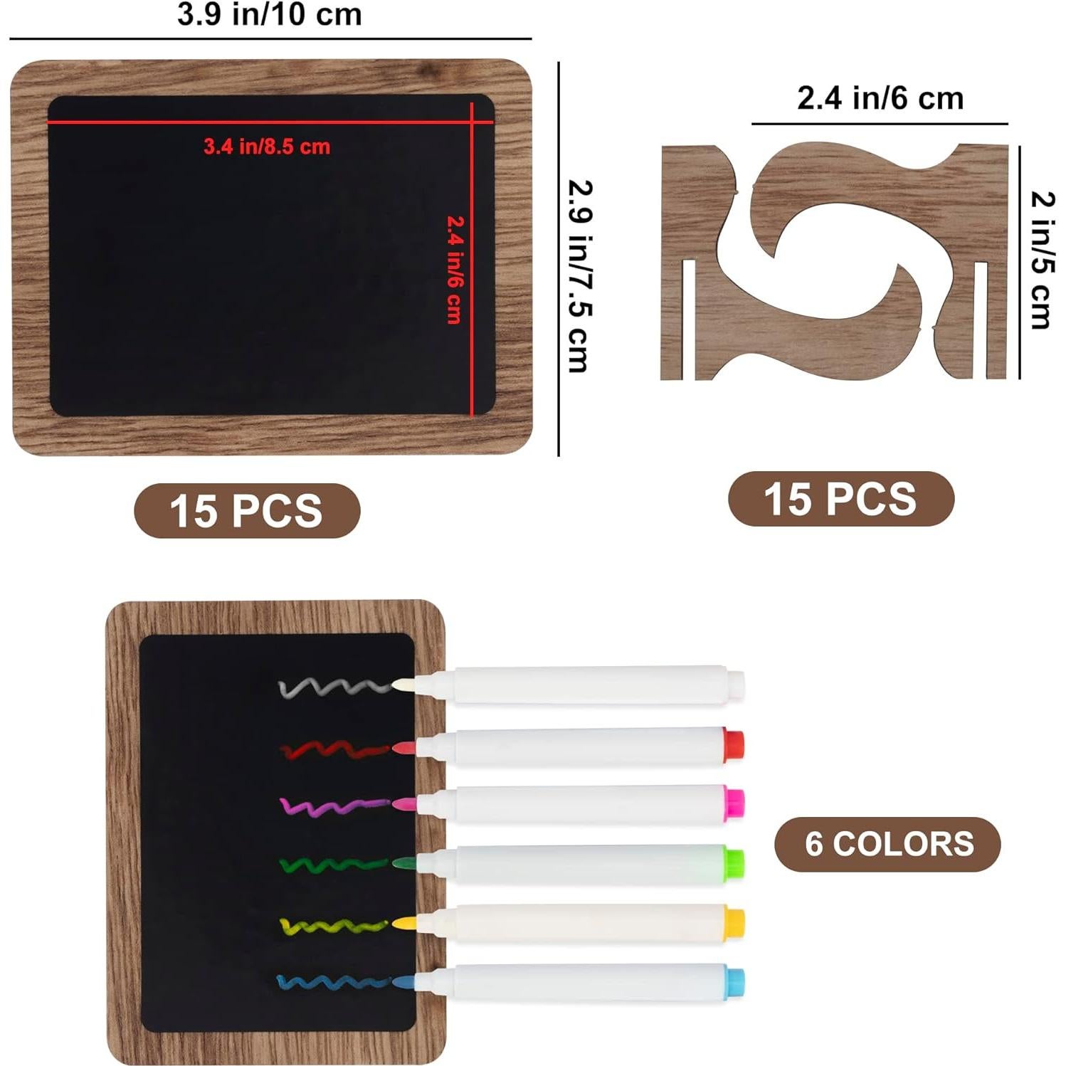 Temlum 15 Mini Carteles de Tiza con 6 Marcadores Reutilizables
