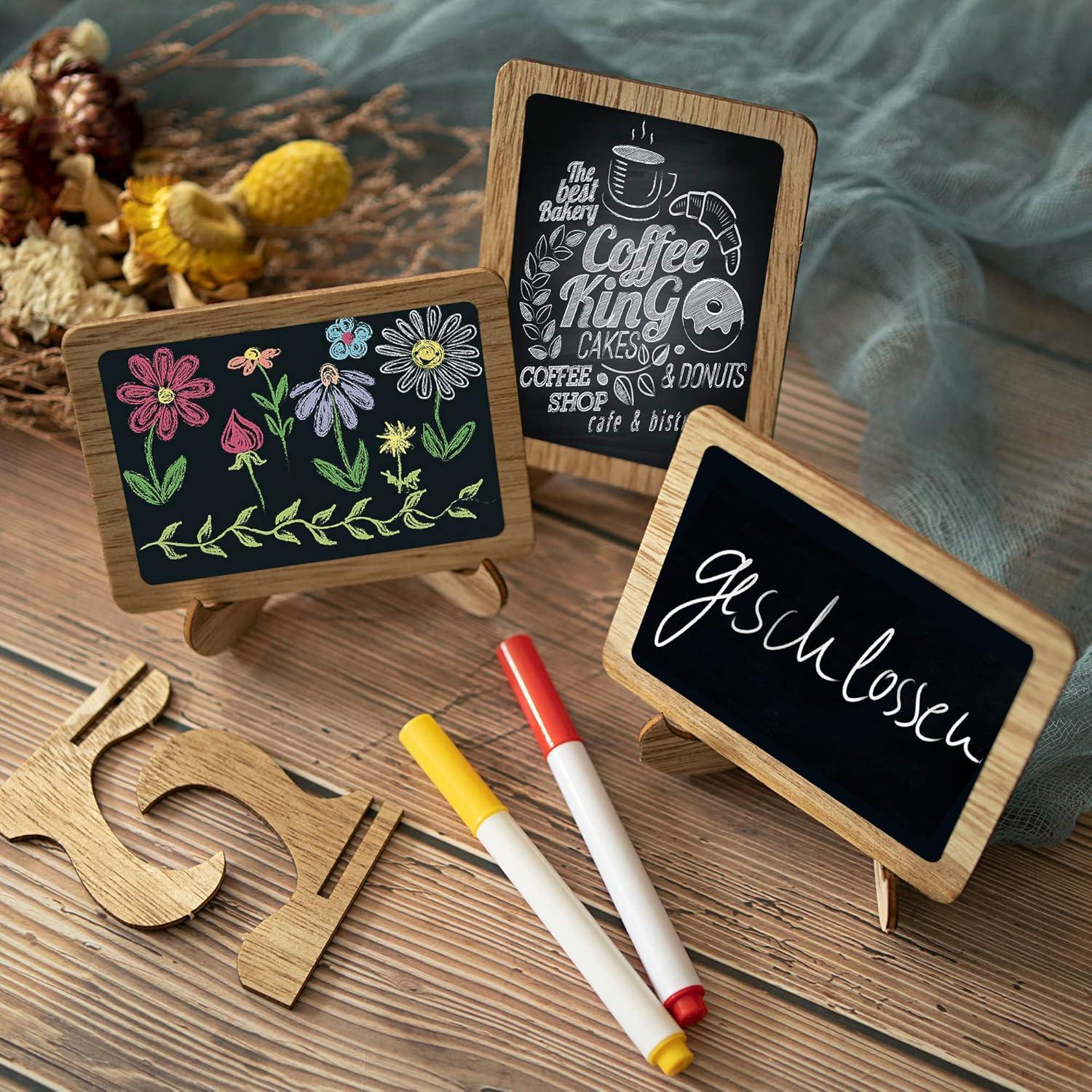 Temlum 15 Mini Carteles de Tiza con 6 Marcadores Reutilizables