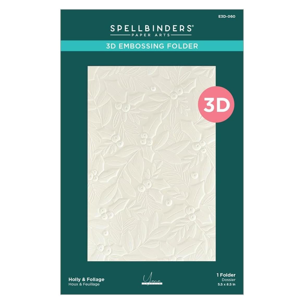Carpeta de Embossing 3D Spellbinders Holly & Foliage 14x22 cm