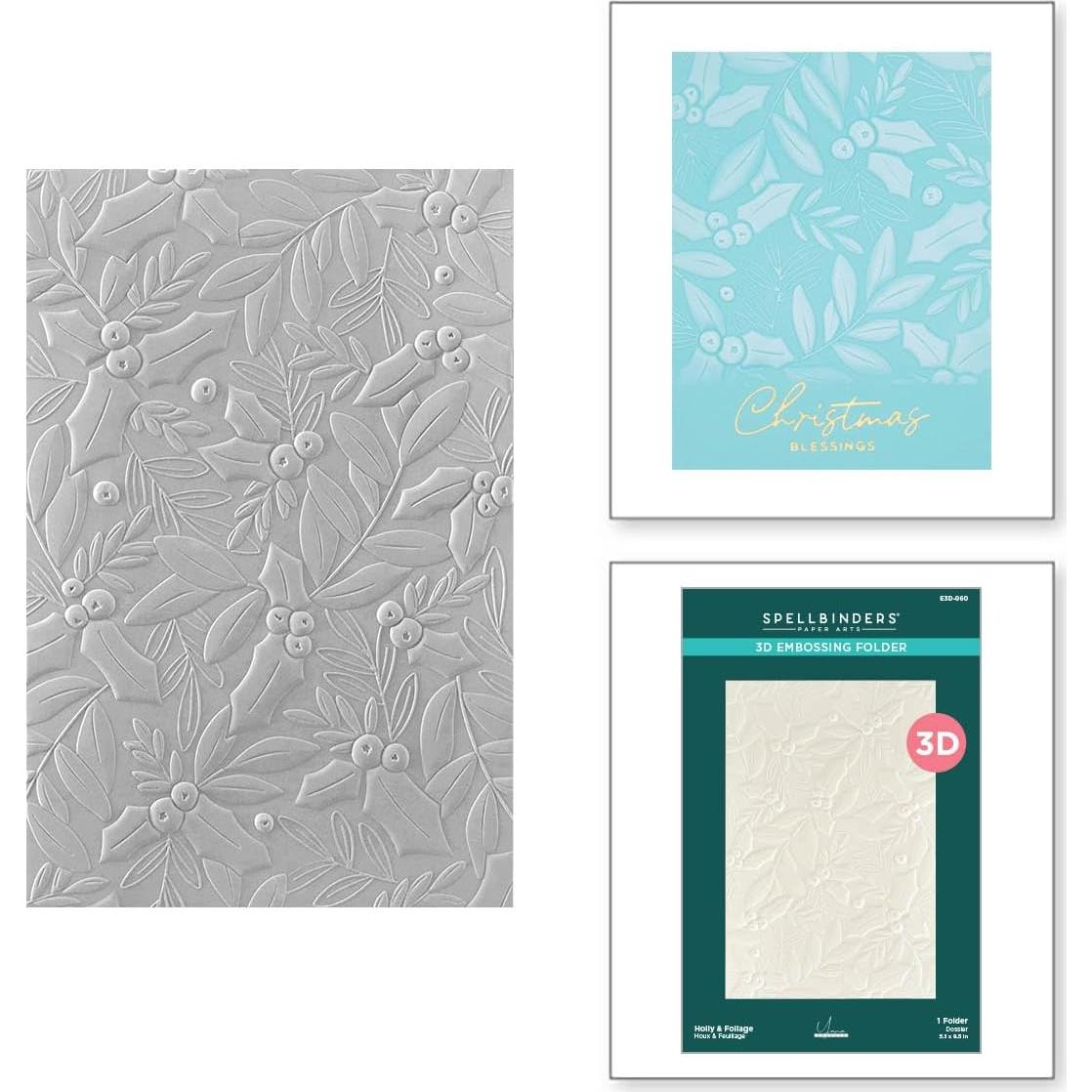 Carpeta de Embossing 3D Spellbinders Holly & Foliage 14x22 cm