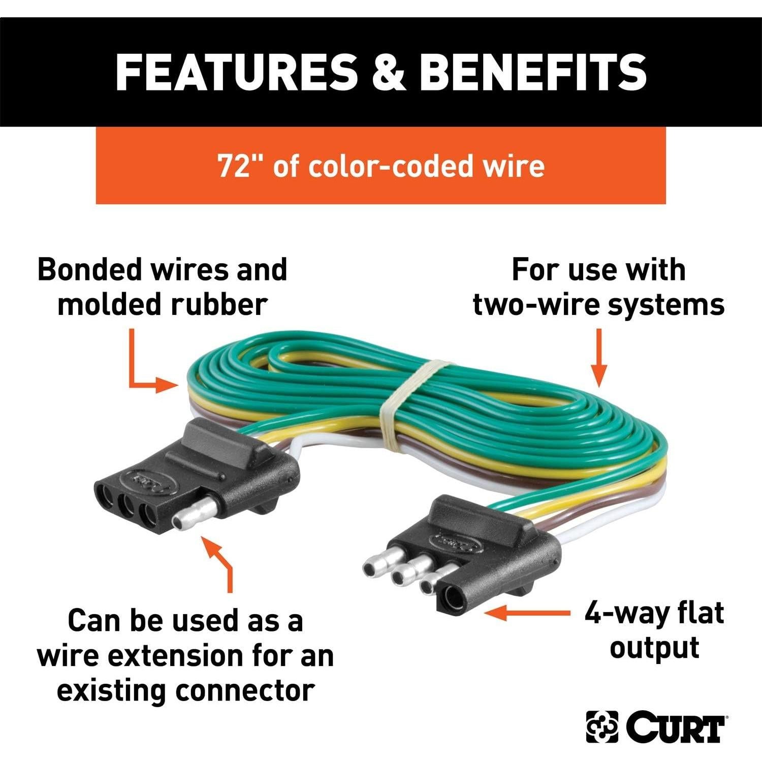 Conector de Cableado Plano 4 Pines CURT 58050 182.88 cm