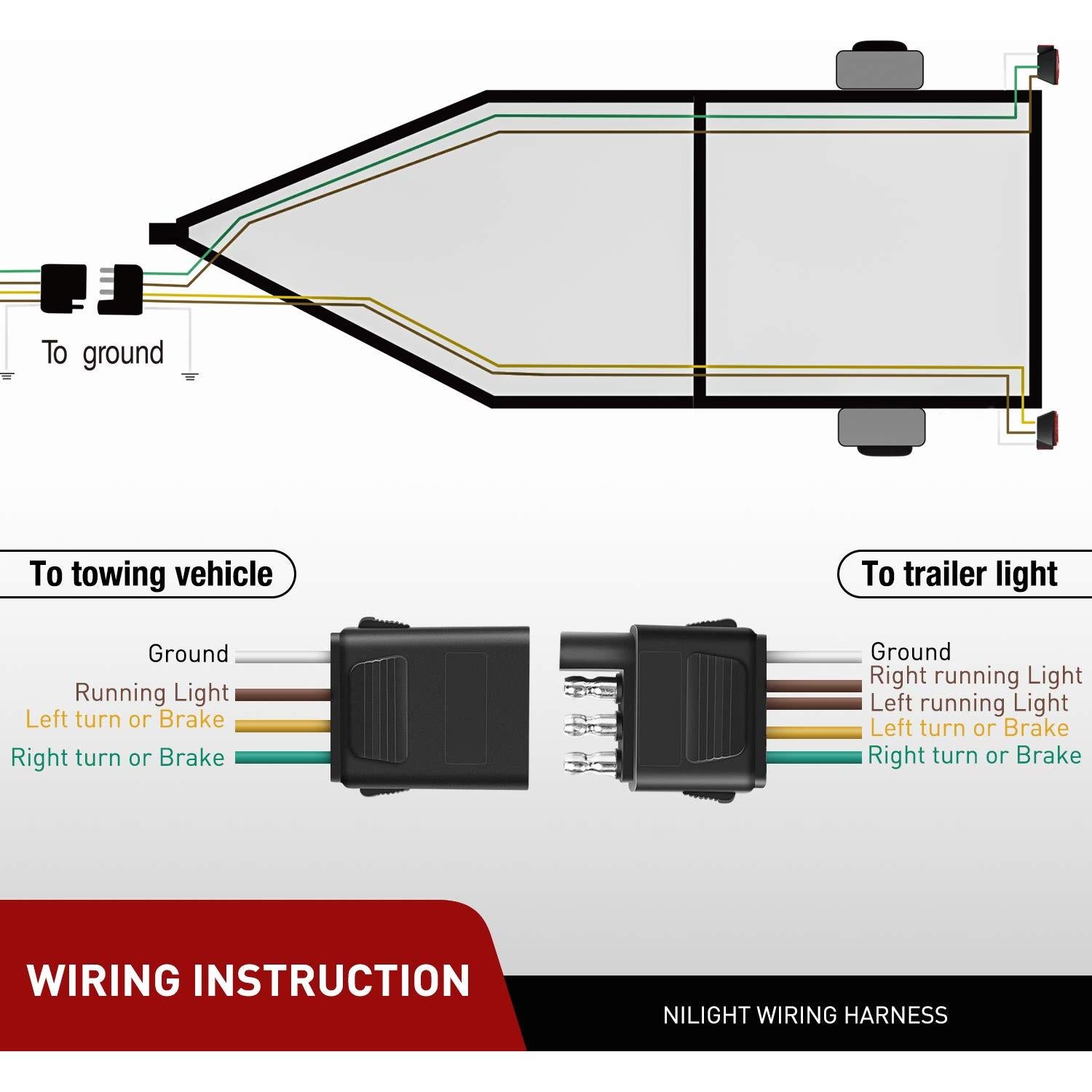 Kit de Cableado de Remolque Nilight 10039W 4 Pines 8.84m