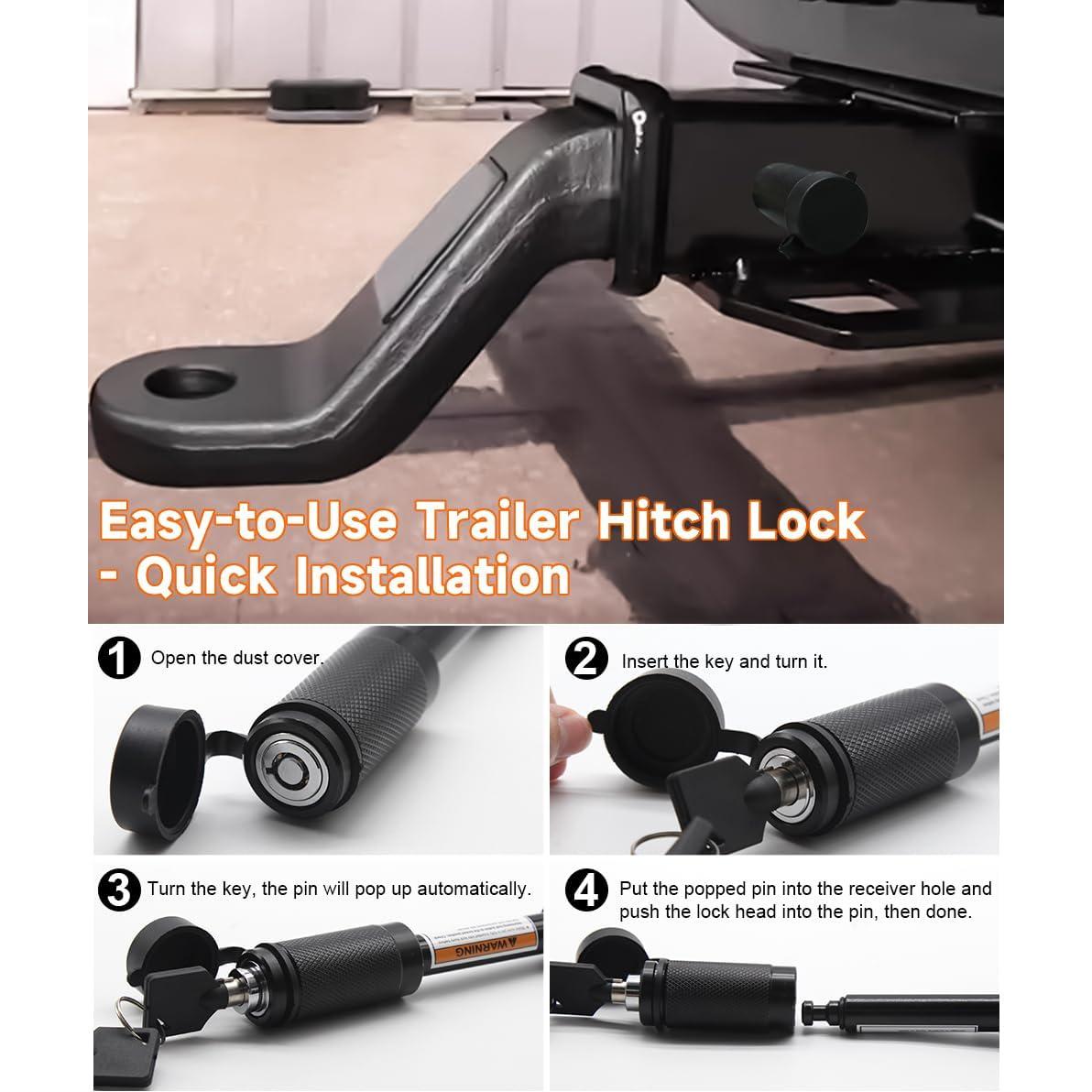 Cerradura de enganche de remolque OHWATC antirrobo 1.59 cm