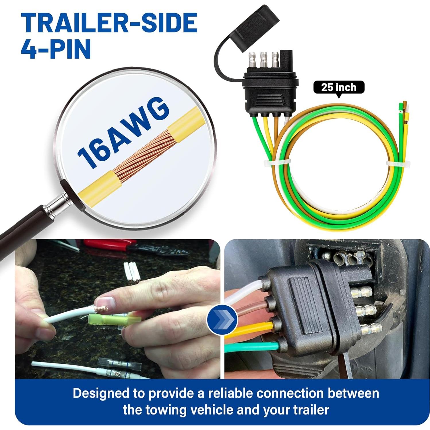 Conector de Remolque MECMO 4 Pines 63.5 cm con Cubierta de Polvo