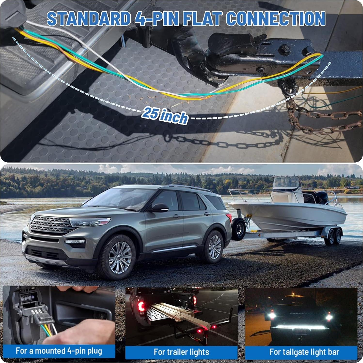 Conector de Remolque MECMO 4 Pines 63.5 cm con Cubierta de Polvo