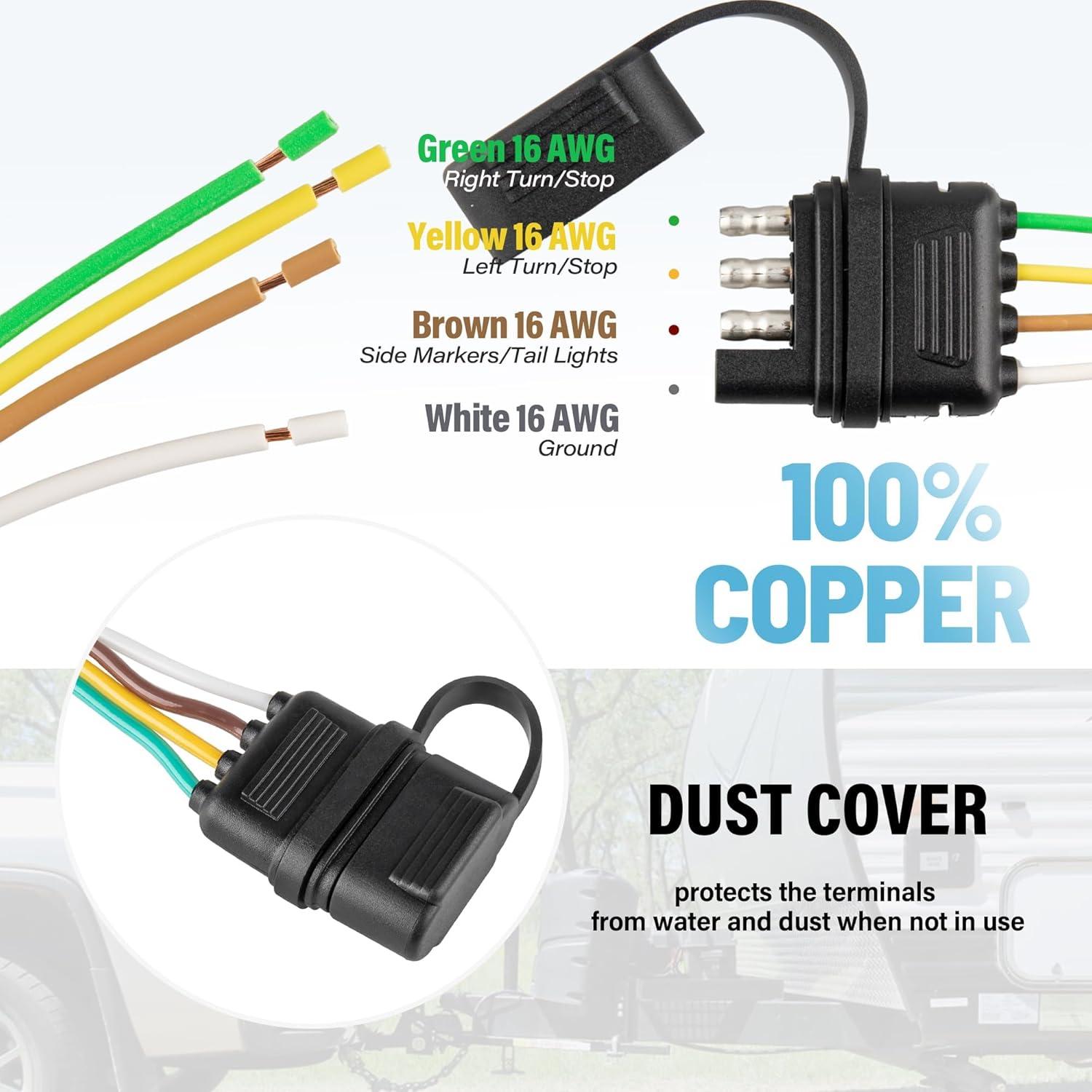 Conector de Remolque MECMO 4 Pines 63.5 cm con Cubierta de Polvo