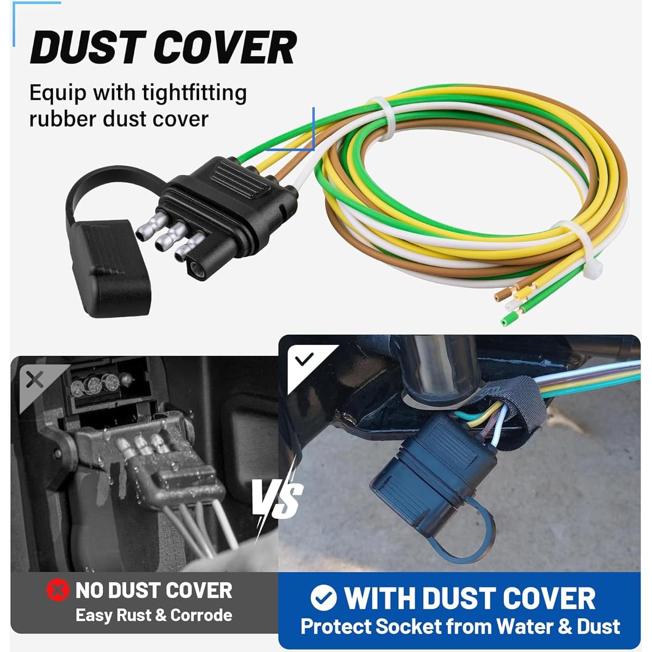 Conector de Remolque MECMO 4 Pines 63.5 cm con Cubierta de Polvo