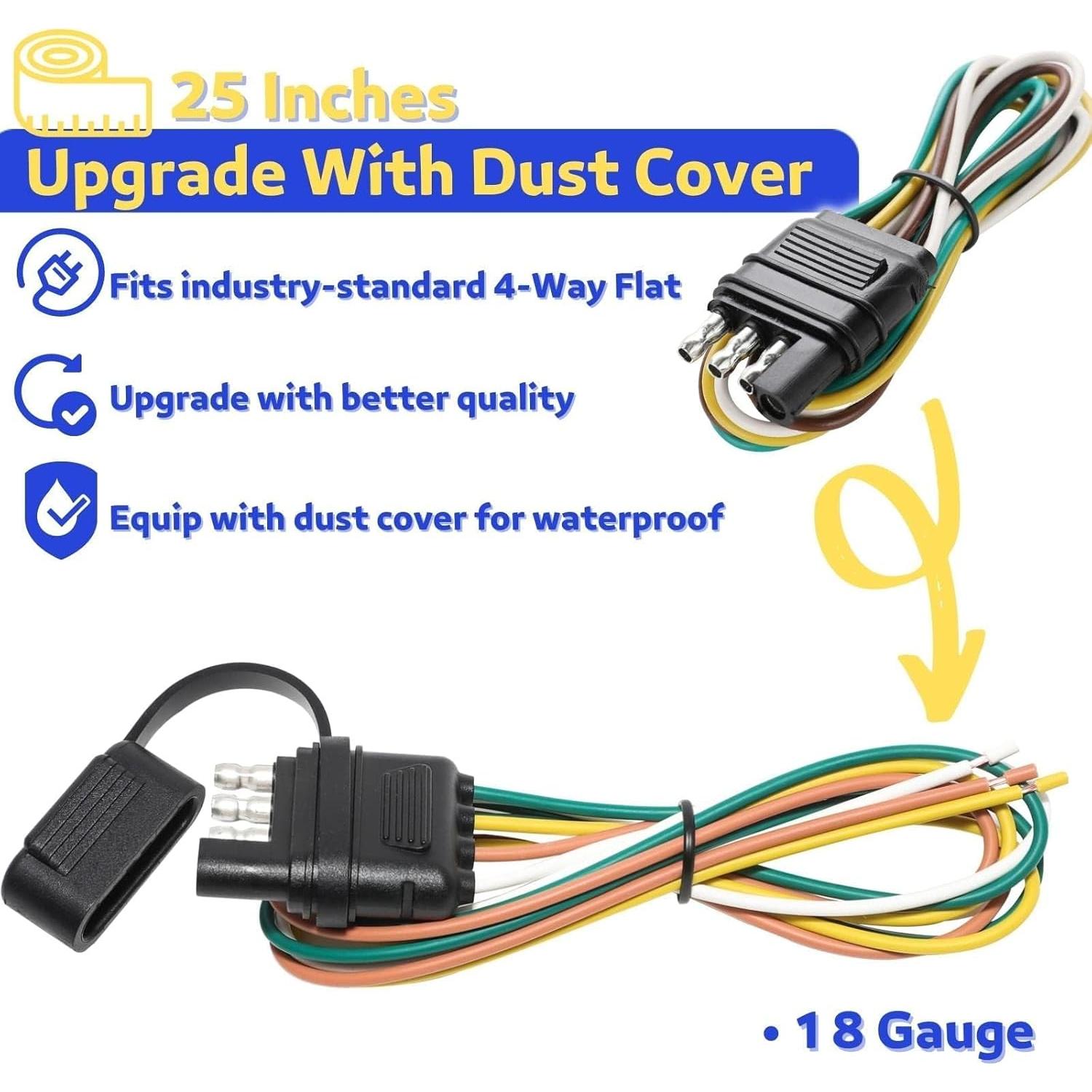 Conector de Remolque MECMO 4 Pines 63.5 cm con Cubierta de Polvo