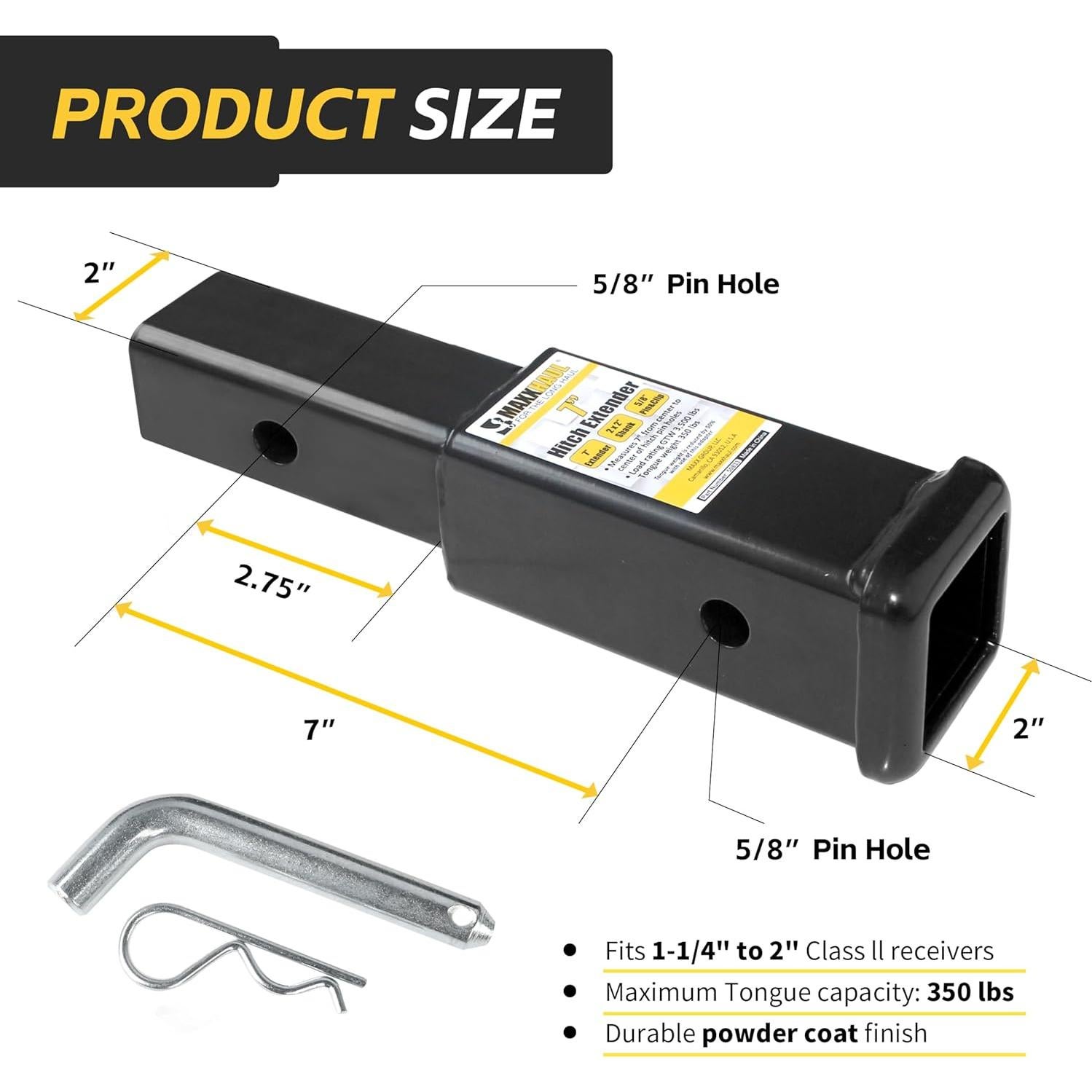 Extensor de Enganche de Remolque MaxxHaul 50833 7" 3500 Lbs