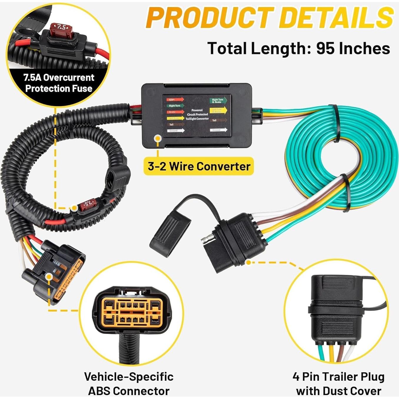 Arnés de Cableado de Remolque 4 Pines Oyviny OV2261 para Hyundai y Kia
