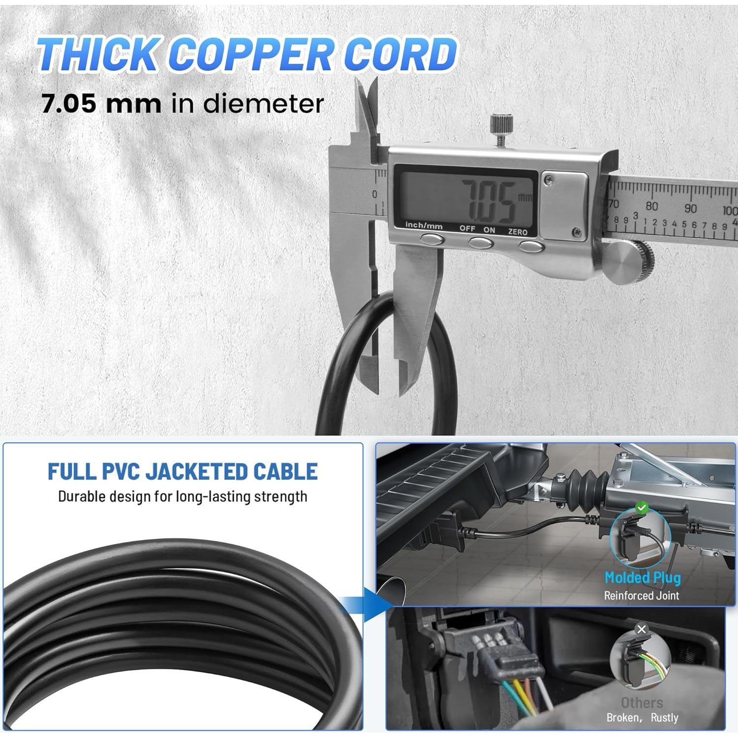 Conector de Remolque 4 Pines MECMO 5 Pies 18AWG Resistente