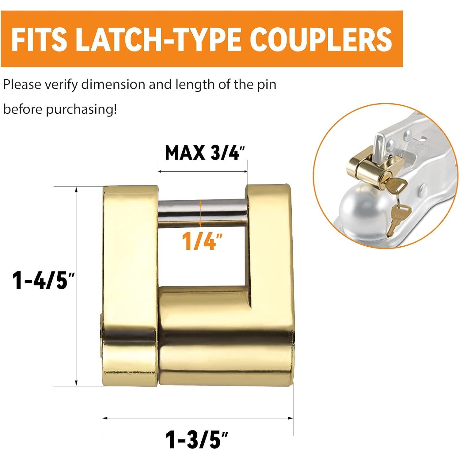 Cerradura de Remolque CZC AUTO 1/4" con Llaves - 2 Piezas