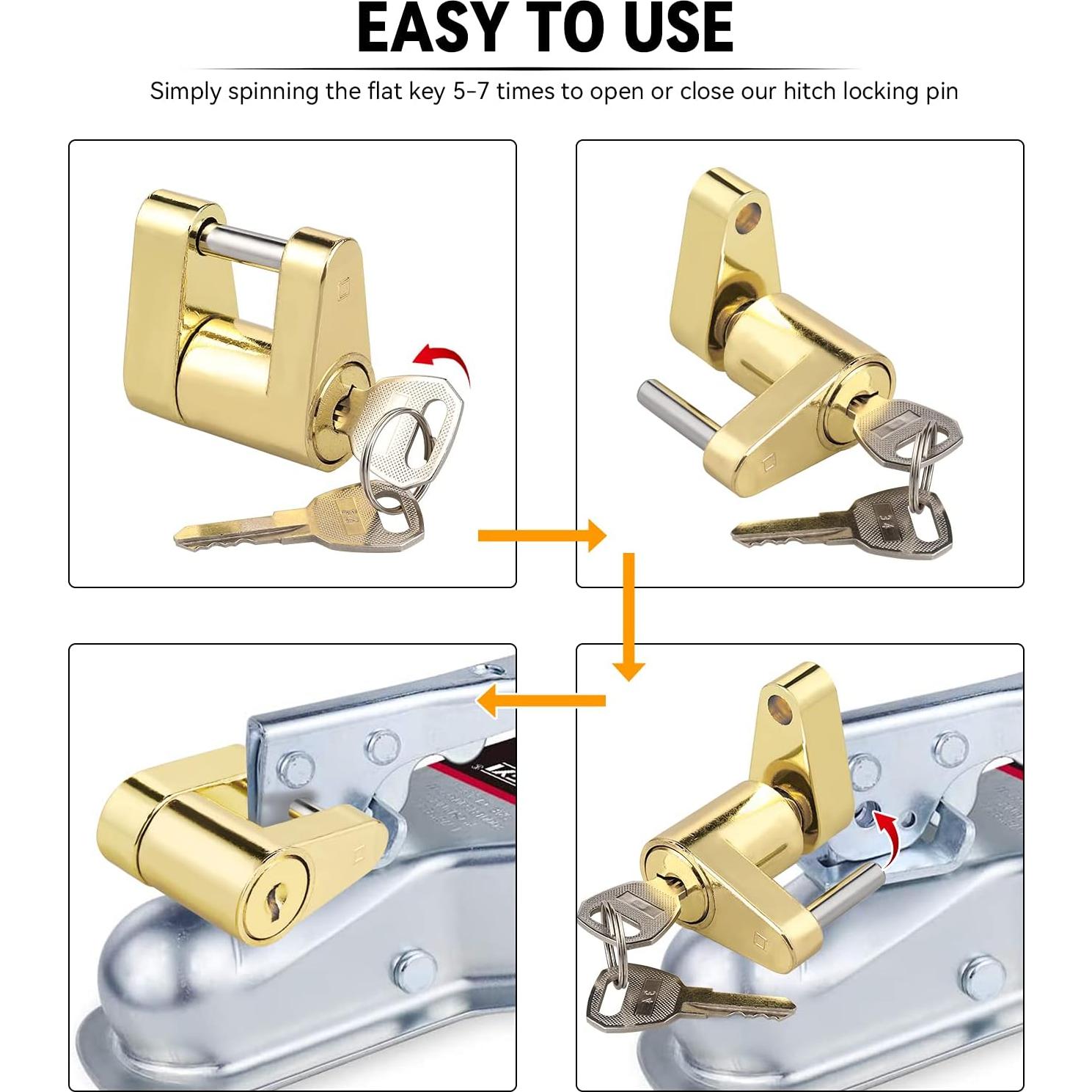 Cerradura de Remolque CZC AUTO 1/4" con Llaves - 2 Piezas