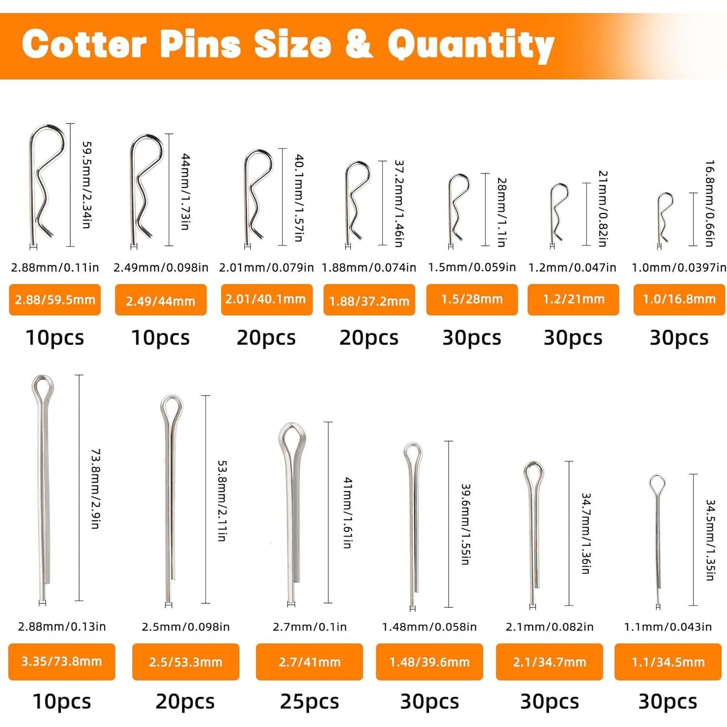 Kit de Pasadores de Alta Resistencia 360 Pcs HASAOMOI
