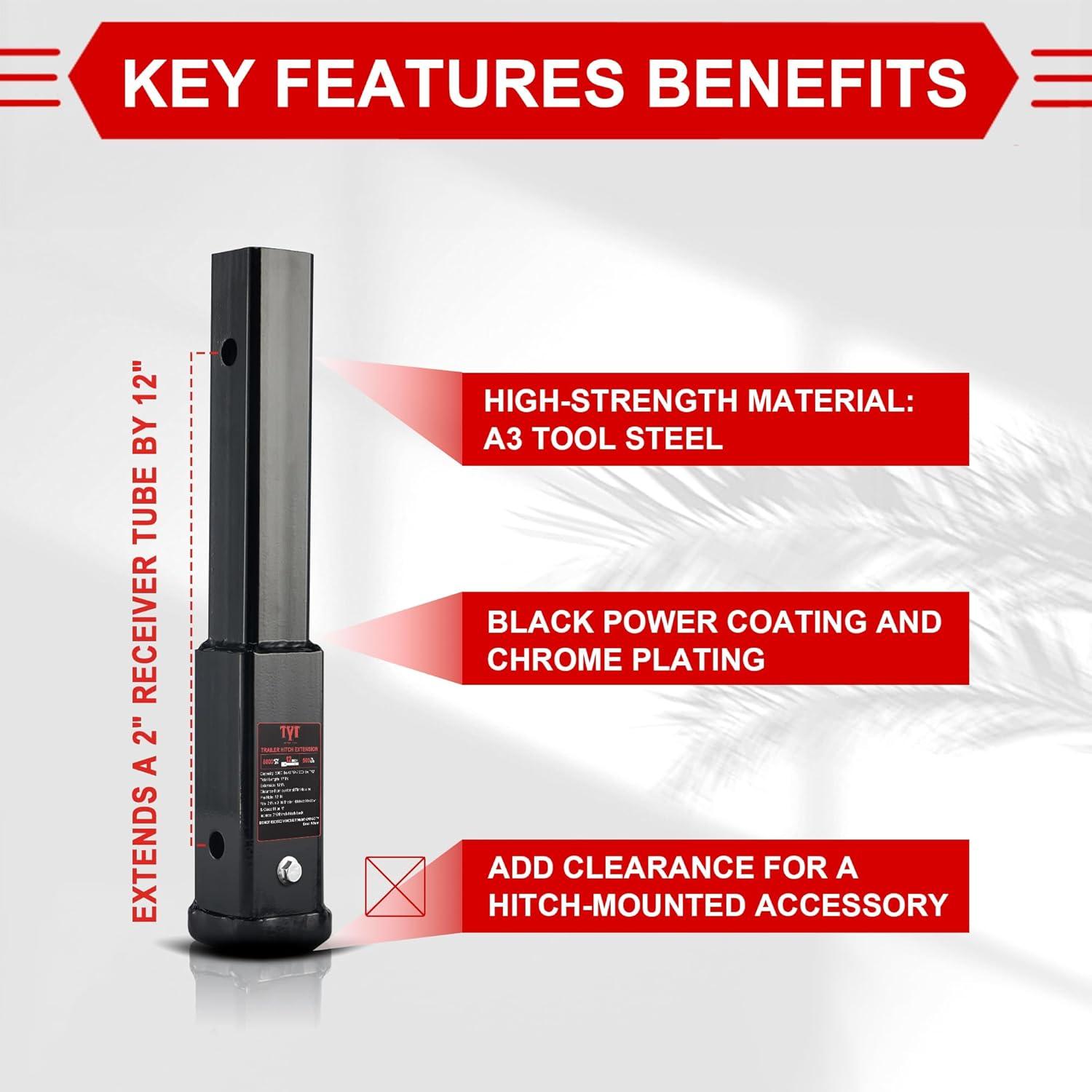 Extensor de Remolque TYT 18 Pulgadas para Receptor 2"