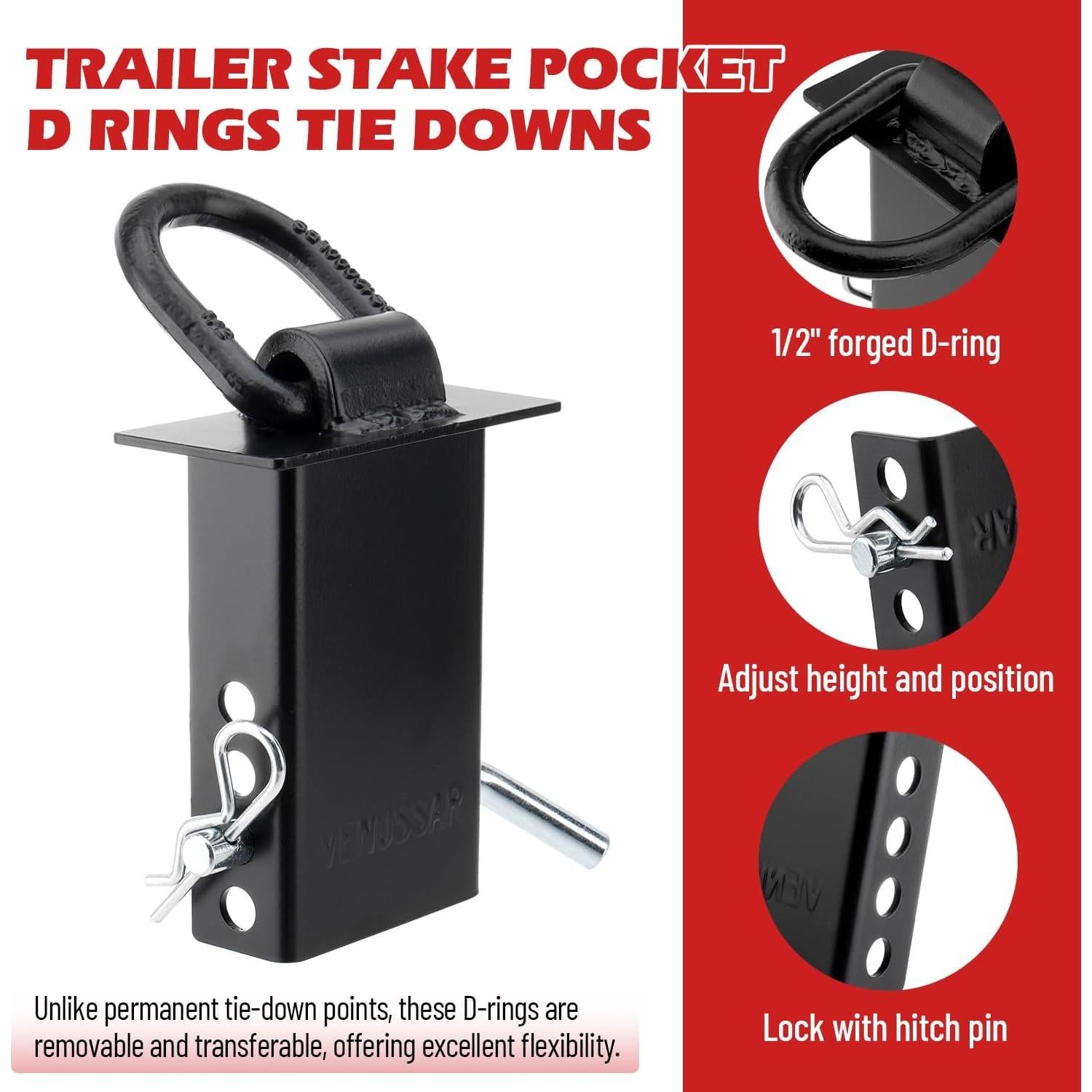 Anclajes D Ring Venussar para Remolque 16200lbs - Paquete de 4