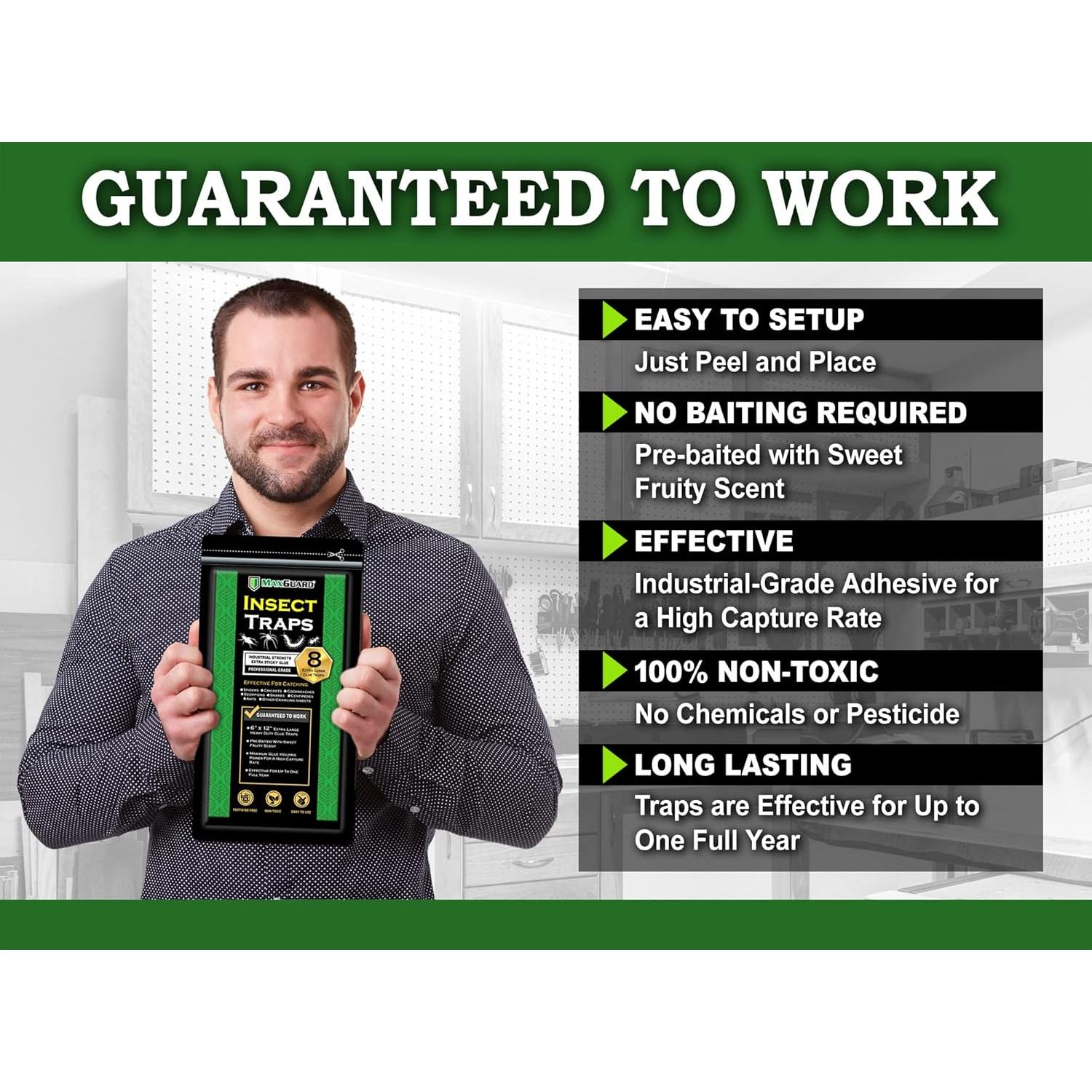 Trampas de Insectos Extra Grandes MaxGuard - 8 Unidades, No Tóxicas