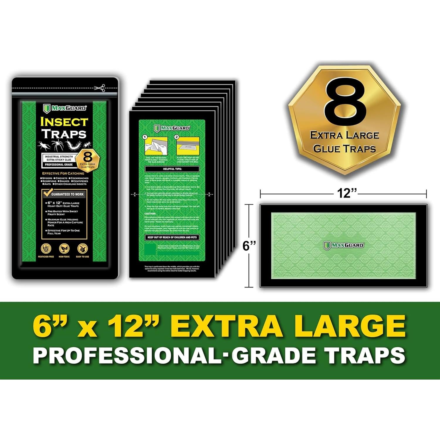 Trampas de Insectos Extra Grandes MaxGuard - 8 Unidades, No Tóxicas