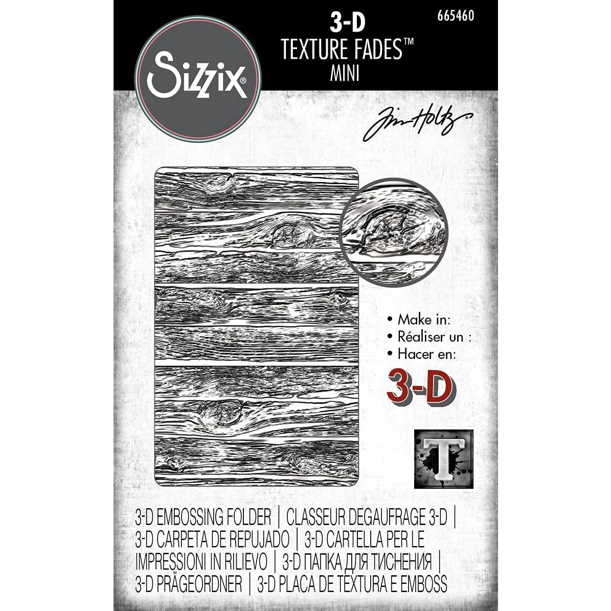 Carpetas de Embossing 3D Tim Holtz Sizzix - Mini Madera, Piedras y Ladrillos