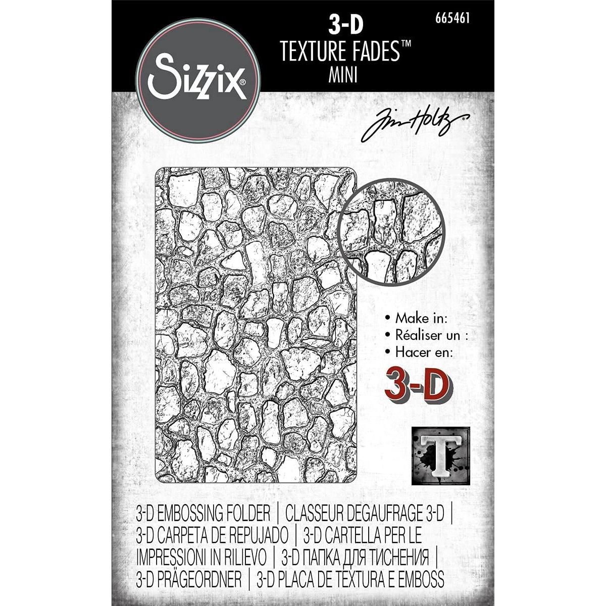 Carpetas de Embossing 3D Tim Holtz Sizzix - Mini Madera, Piedras y Ladrillos