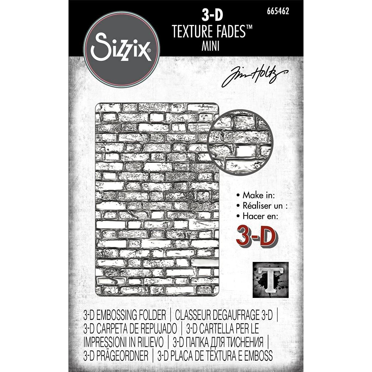 Carpetas de Embossing 3D Tim Holtz Sizzix - Mini Madera, Piedras y Ladrillos