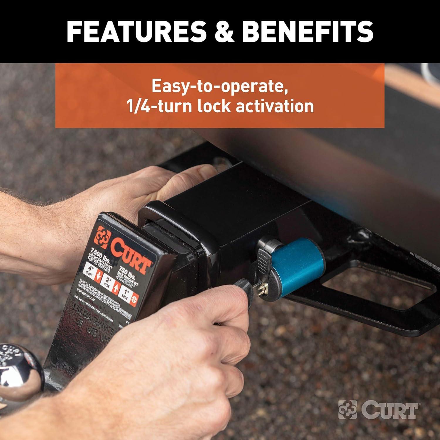 Juego de Cerraduras para Remolque CURT 23505, Acero Cromo