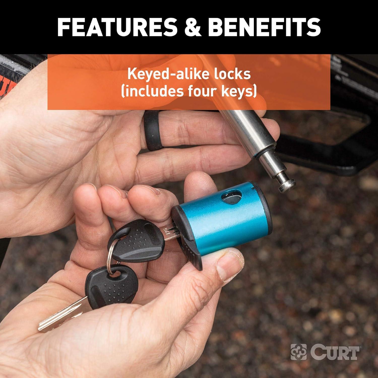 Juego de Cerraduras para Remolque CURT 23505, Acero Cromo