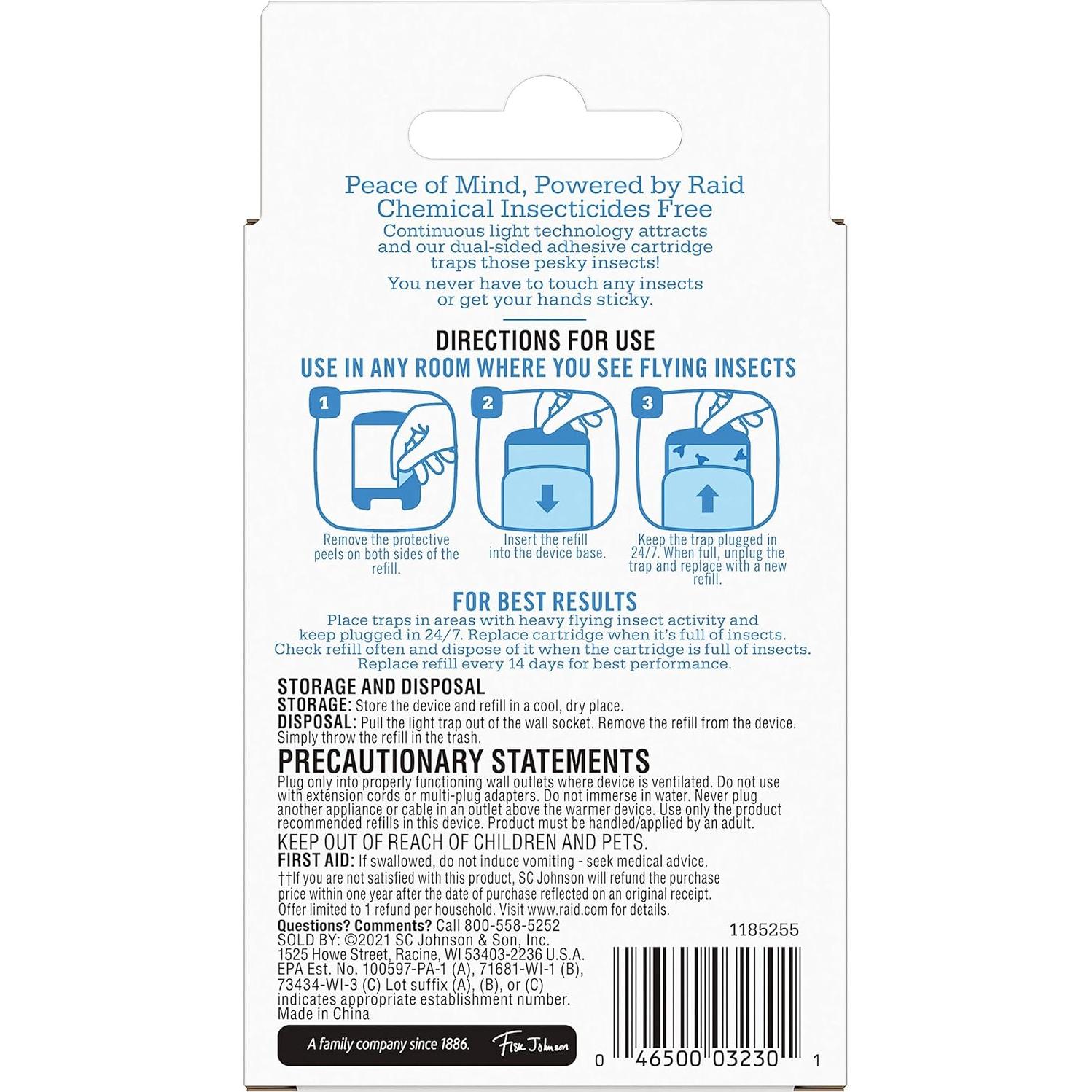 Recargas trampa luz insectos Raid Essentials 2 cartuchos