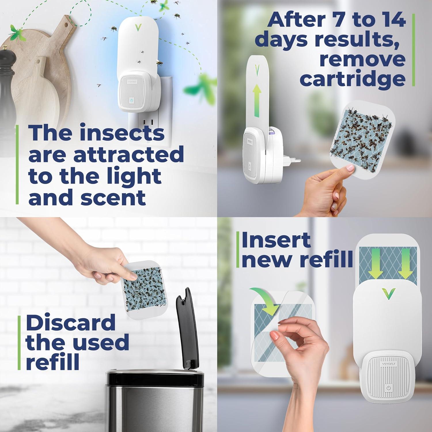 Trampa para Moscas Interior VEYOFLY VF01 con 3 Recargas