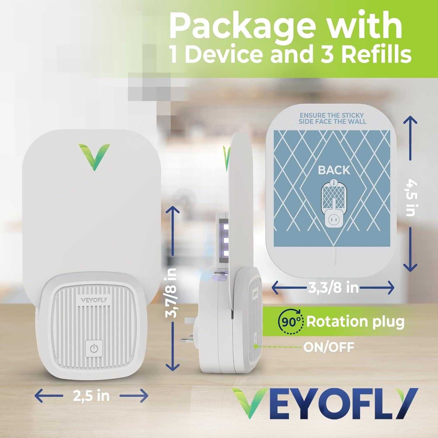 Trampa para Moscas Interior VEYOFLY VF01 con 3 Recargas