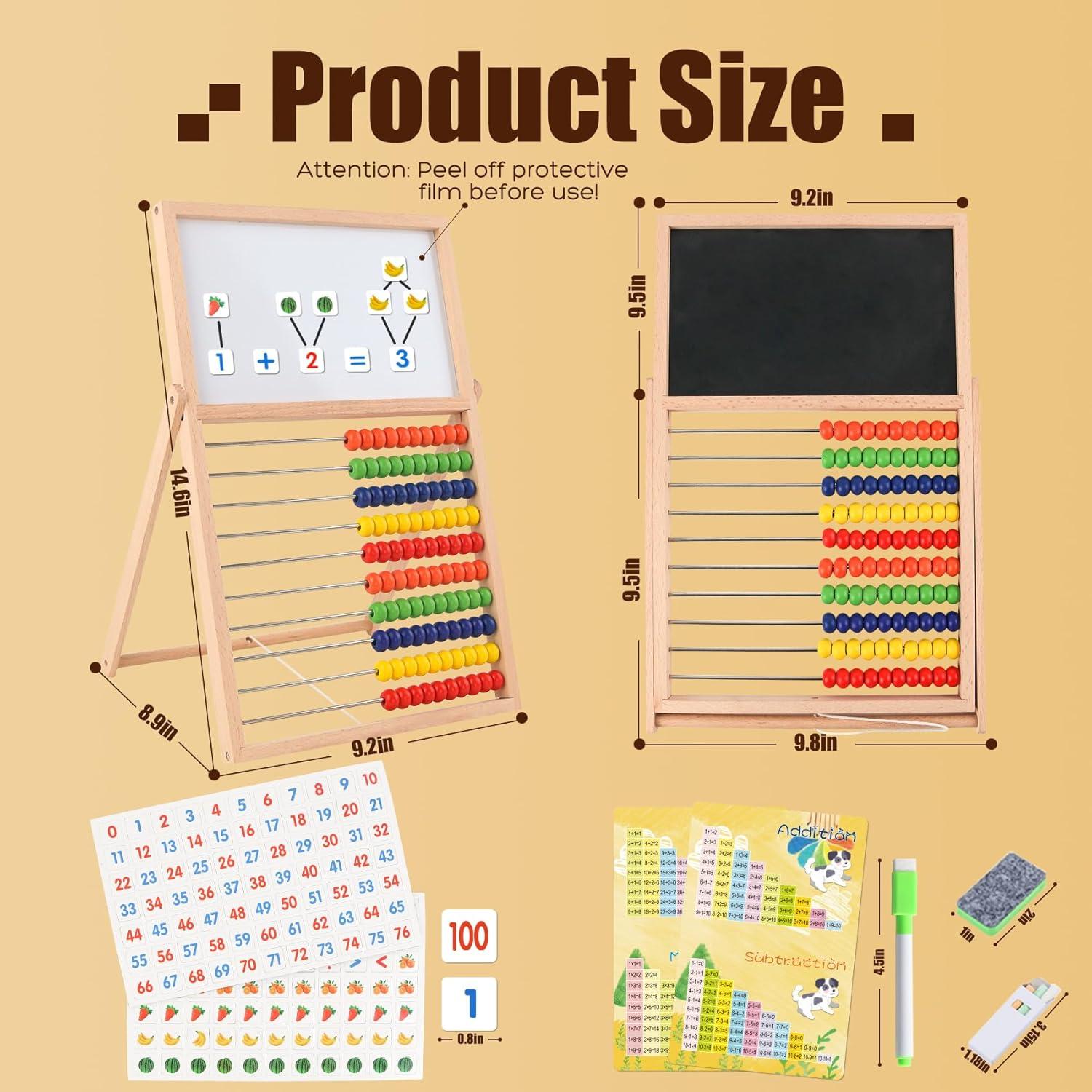 Ábaco de Madera Ranqibo Doble Cara con 100 Números Magnéticos